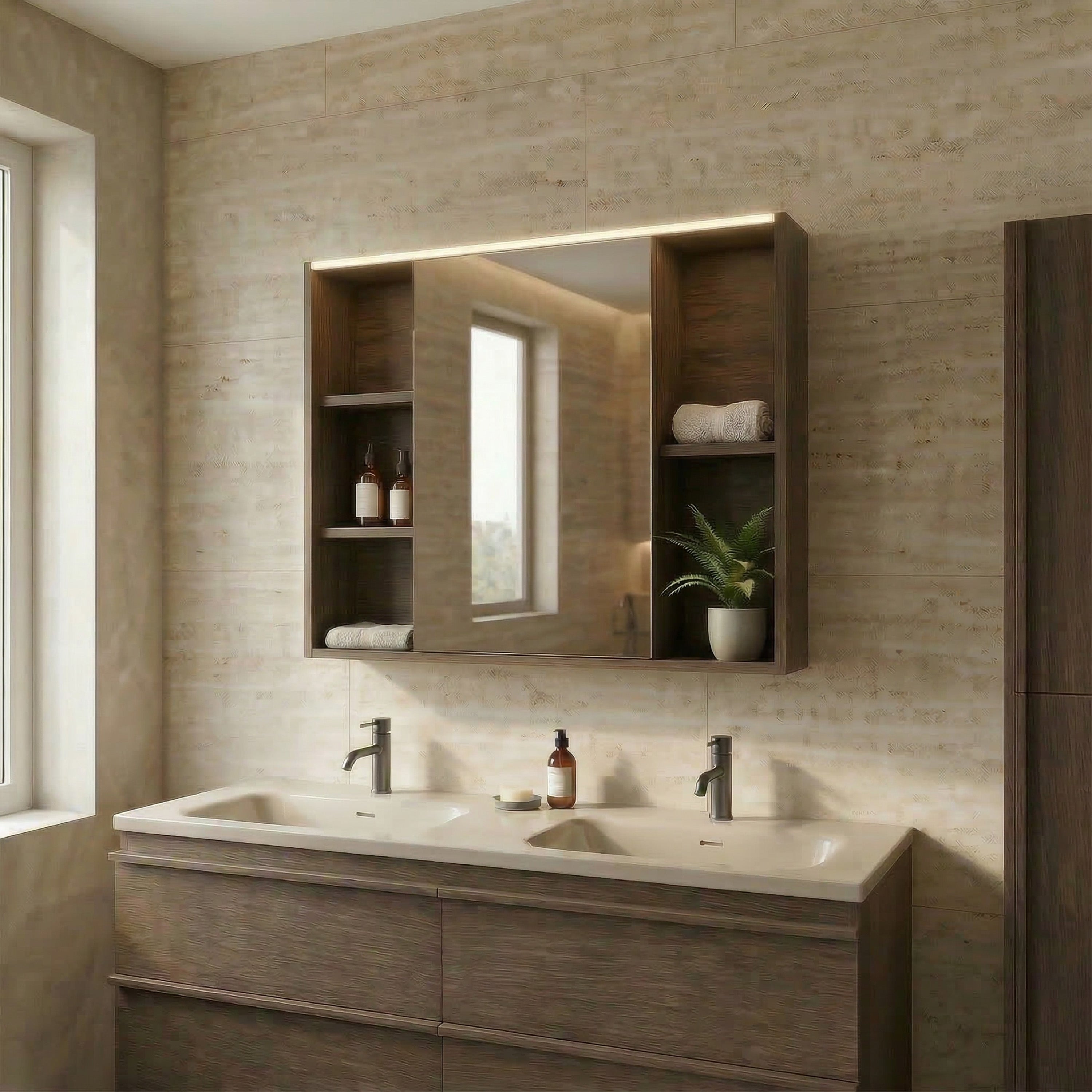 40" Hazelnut LED Medicine Cabinet with Soft-Close Doors