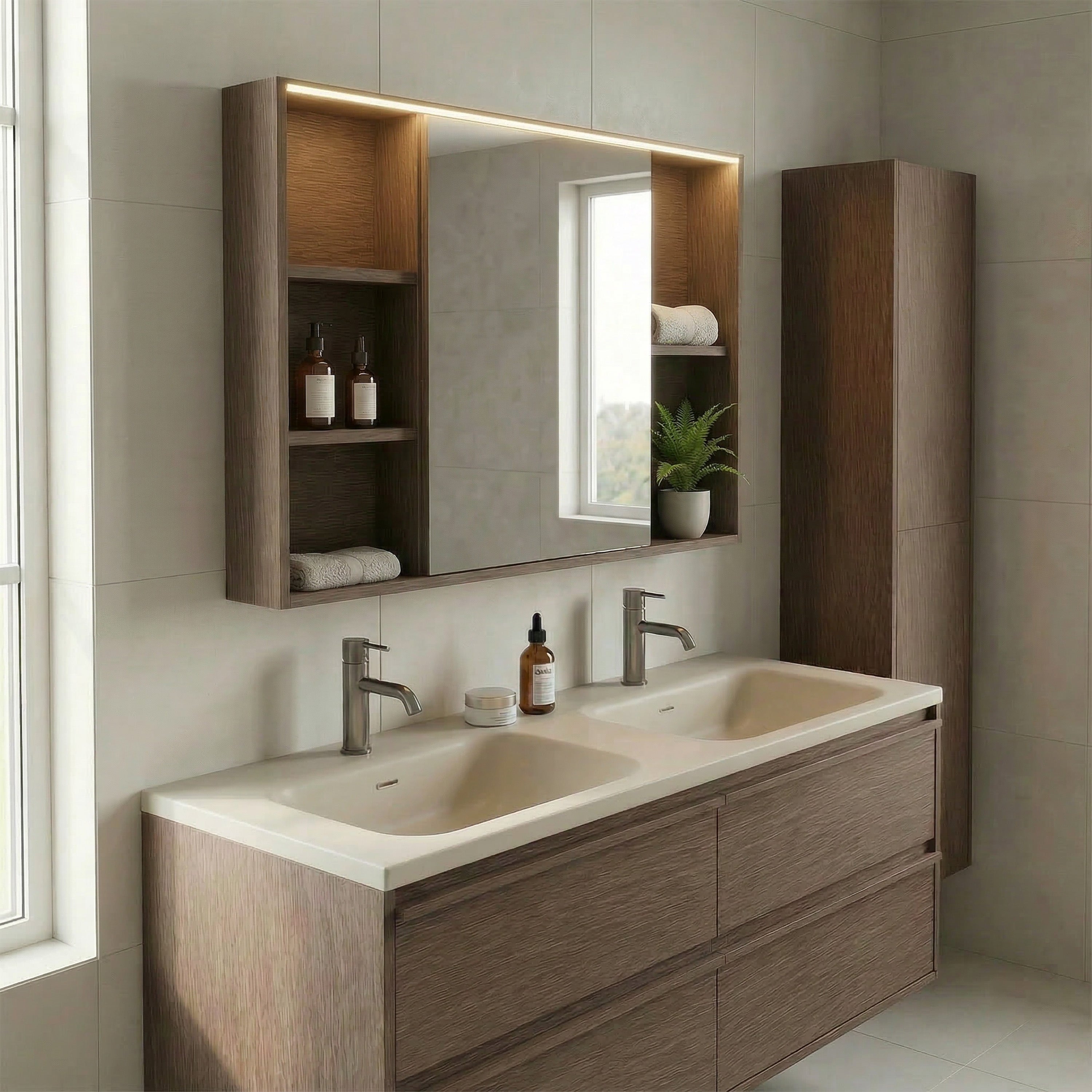 40" Hazelnut LED Medicine Cabinet with Soft-Close Doors