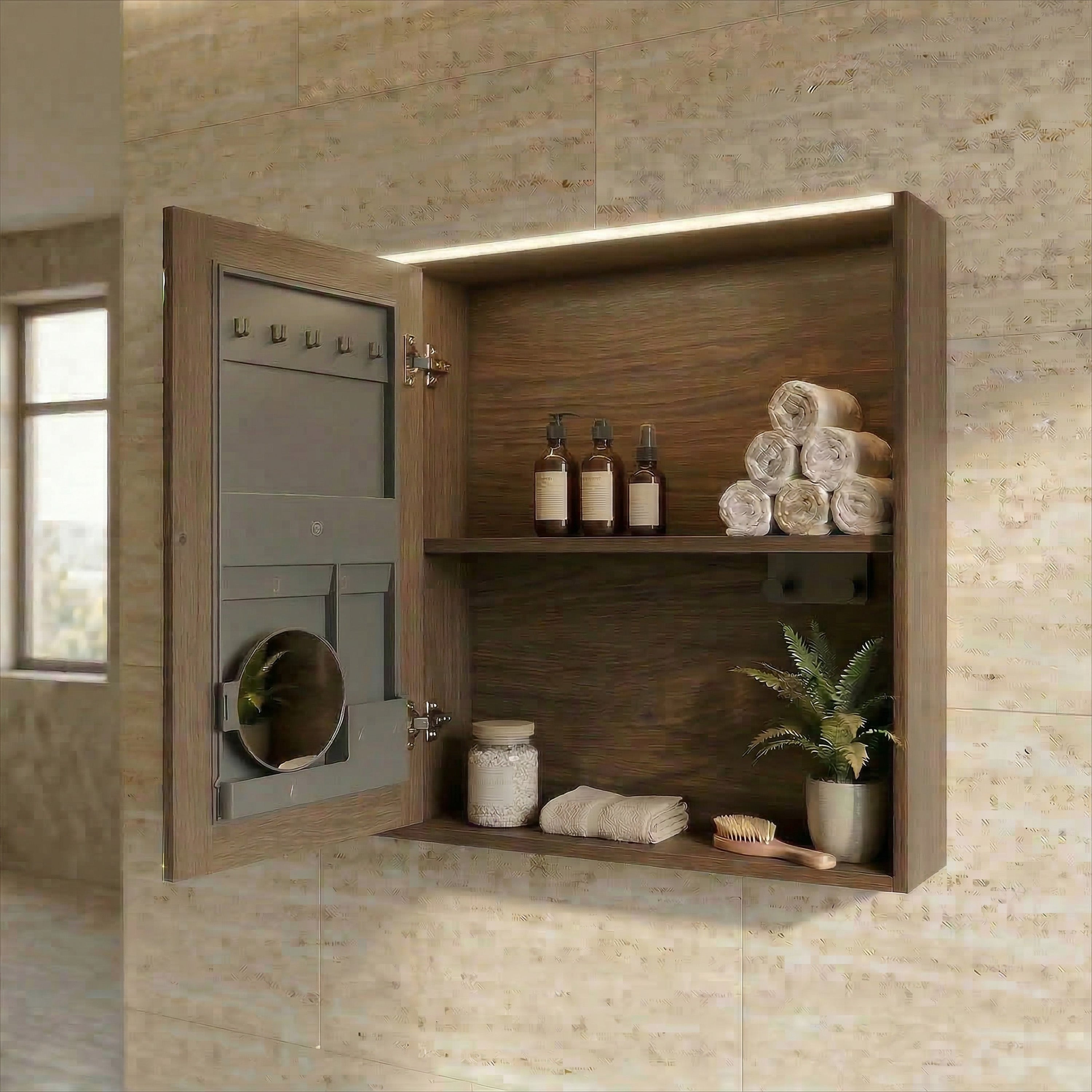40" Hazelnut LED Medicine Cabinet with Soft-Close Doors