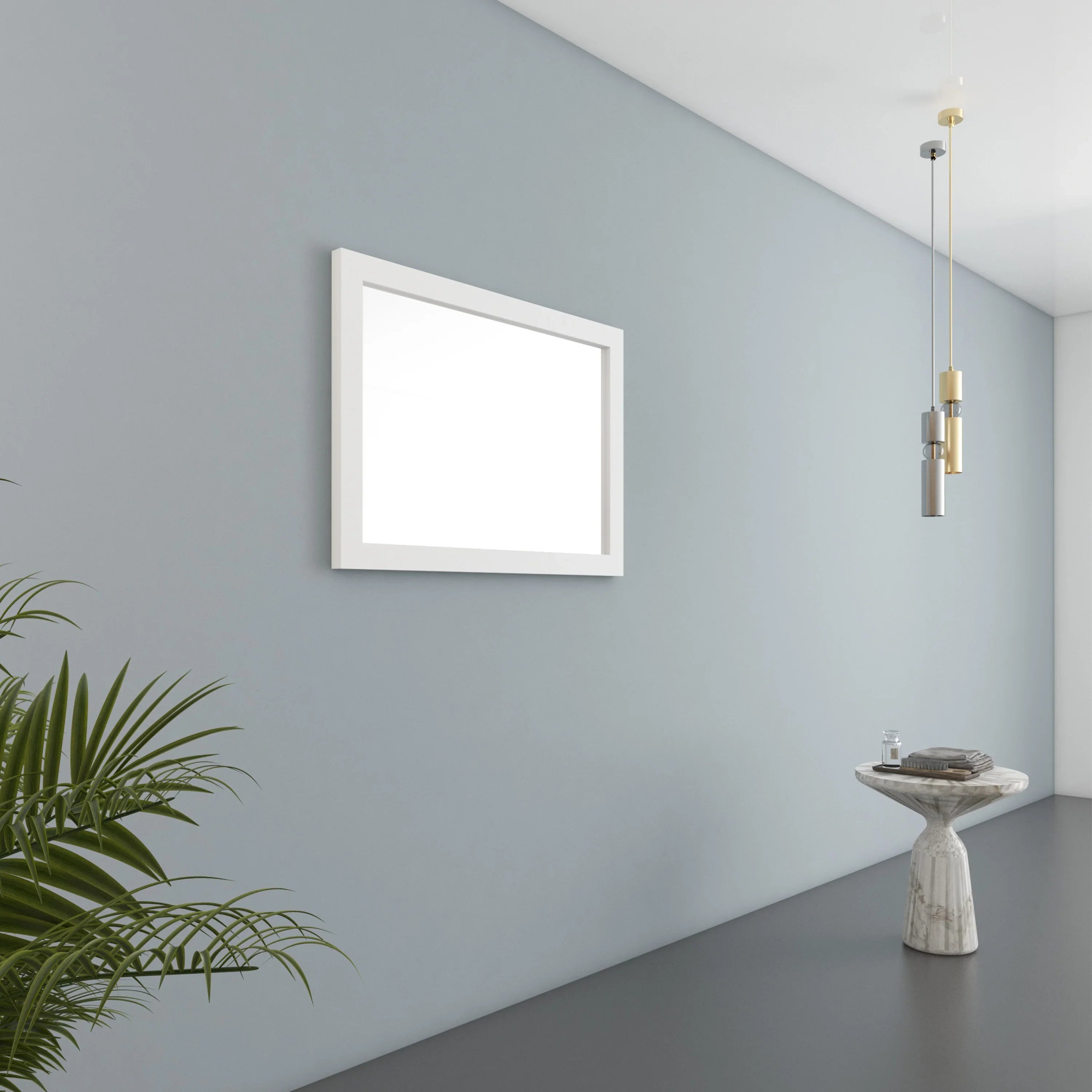 Miroir Rectangulaire Encadré Blanc Mat de 40po