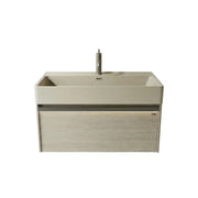 40" Taupe Wall Mount Vanity with Light Taupe Nano Solid Surface Integrated Countertop with Pop-up