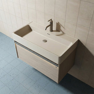 Meuble-lavabo mural taupe de 40 po avec comptoir intégré en surface solide nano taupe clair et Pop-up