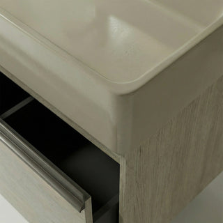 Meuble-lavabo mural taupe de 40 po avec comptoir intégré en surface solide nano taupe clair et Pop-up