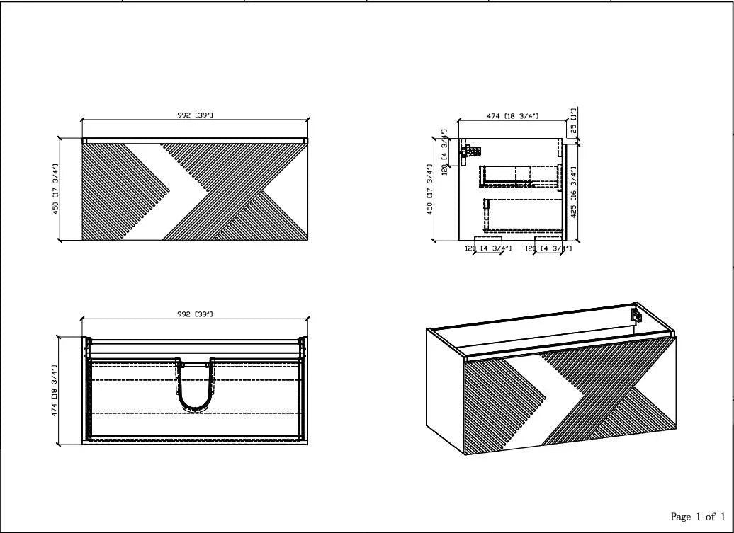 40" Black Wall Mount Bathroom Vanity with Black Engineered Quartz Countertop Roxboro - Golden Elite Deco