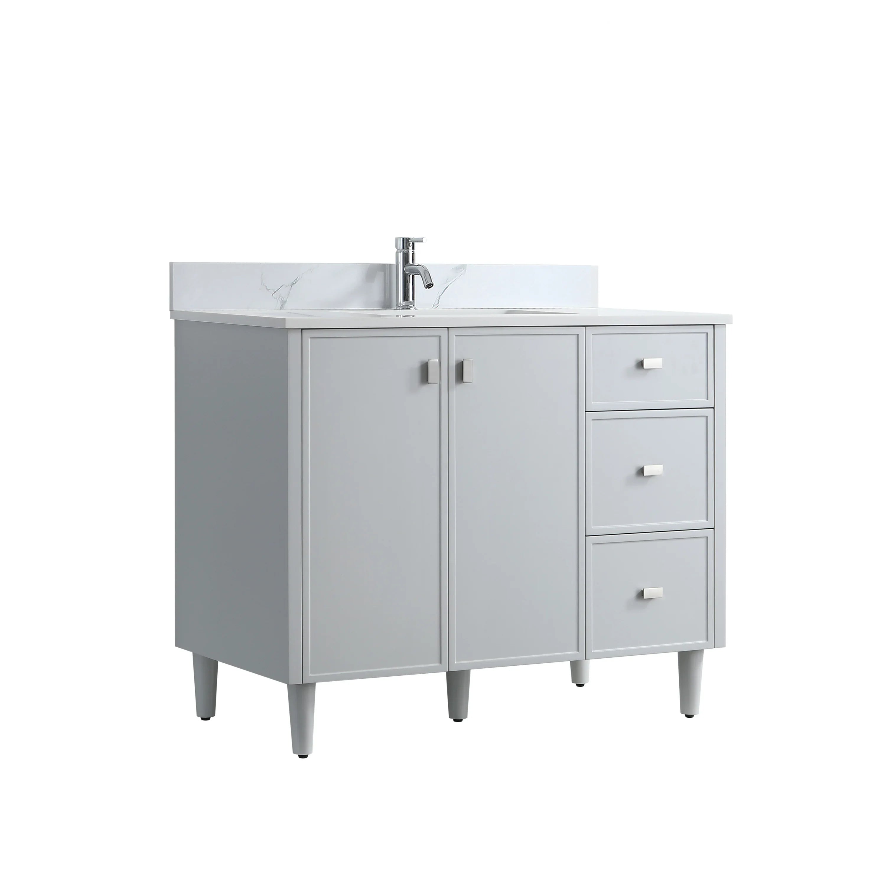 Meuble-Lavabo Autoportant 42po Gris Hampton avec Comptoir de Marbre Ingénierie Calcutta