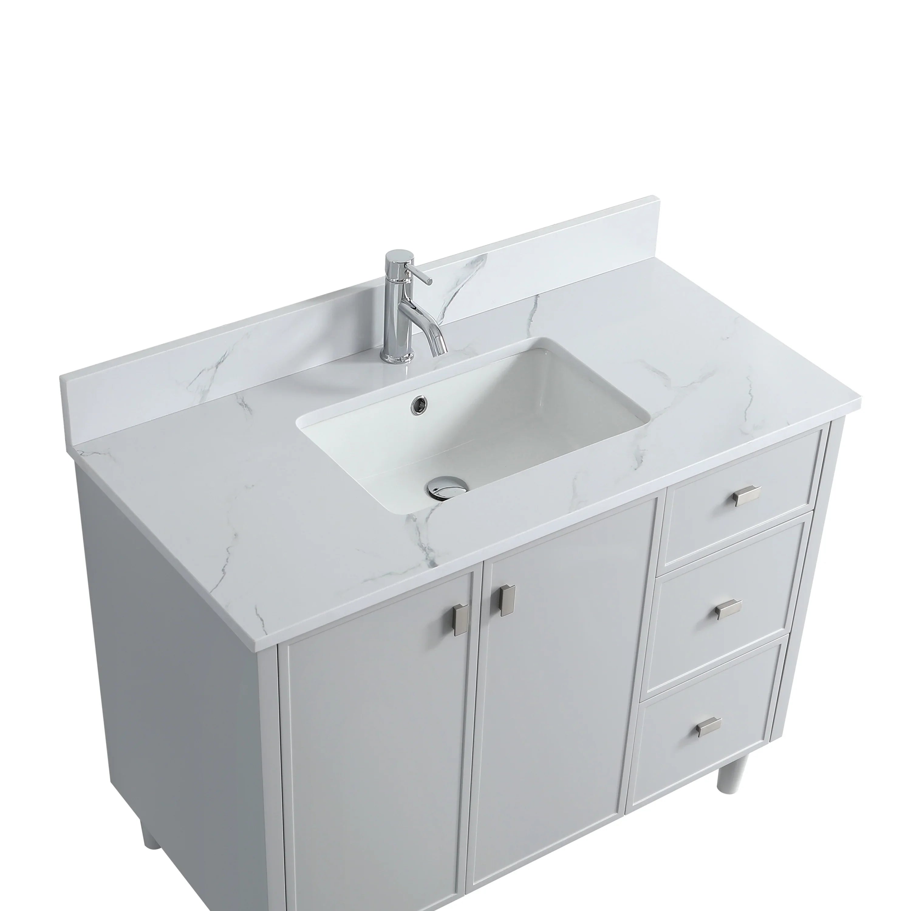 Meuble-Lavabo Autoportant 42po Gris Hampton avec Comptoir de Marbre Ingénierie Calcutta