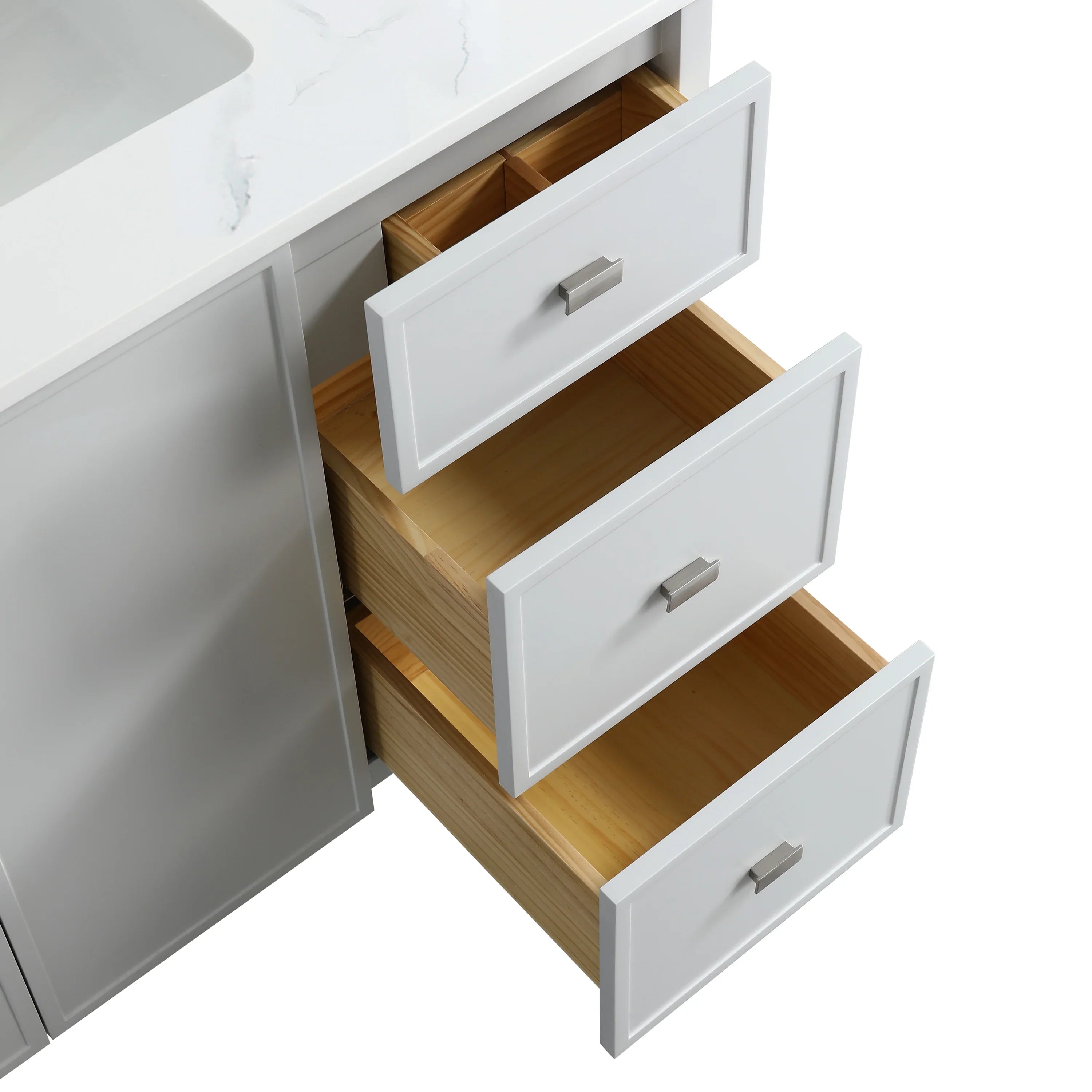 Meuble-Lavabo Autoportant 42po Gris Hampton avec Comptoir de Marbre Ingénierie Calcutta