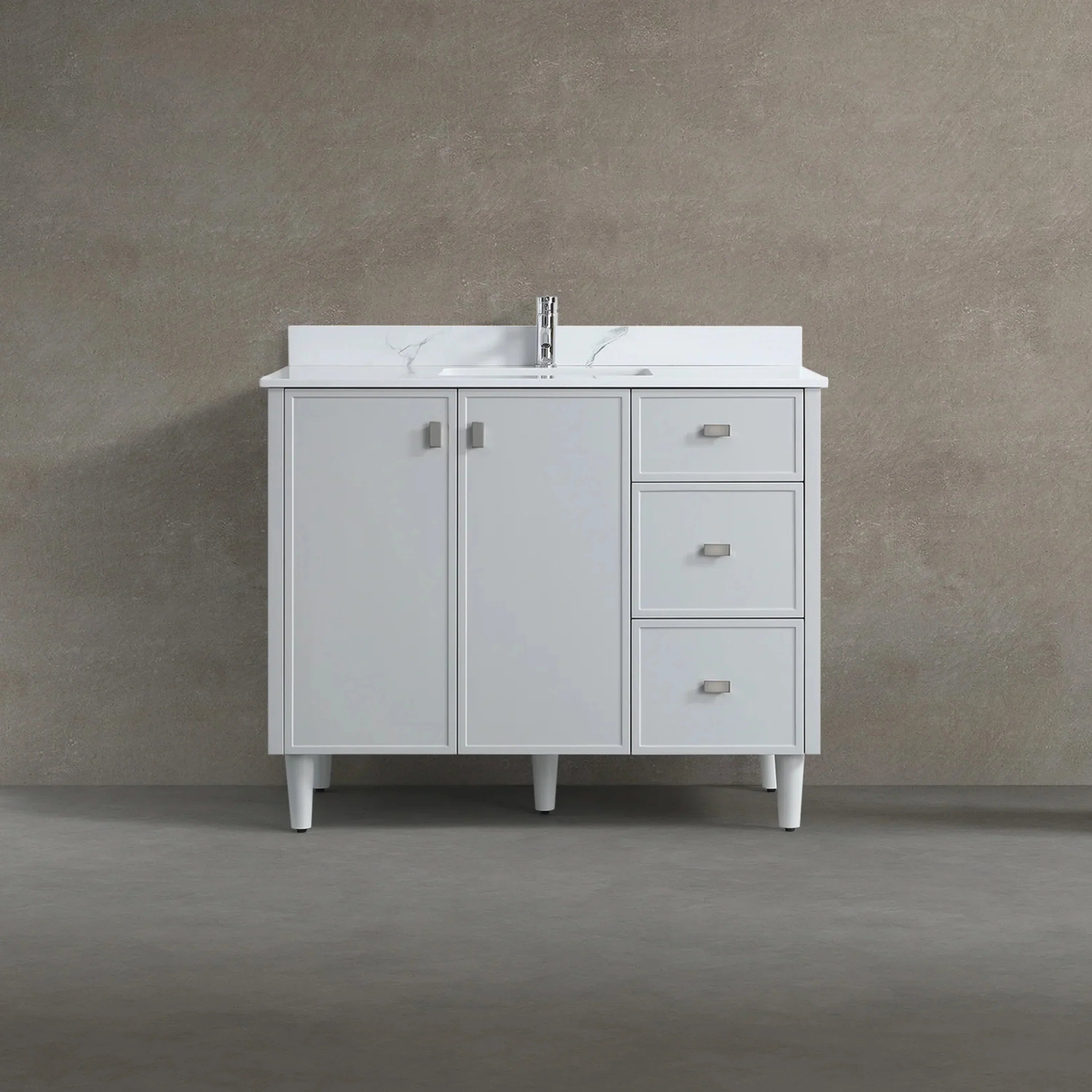 Meuble-Lavabo Autoportant 42po Gris Hampton avec Comptoir de Marbre Ingénierie Calcutta