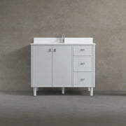 Meuble-Lavabo Autoportant 42po Gris Hampton avec Comptoir Quartz Blanc et Lavabo Simple