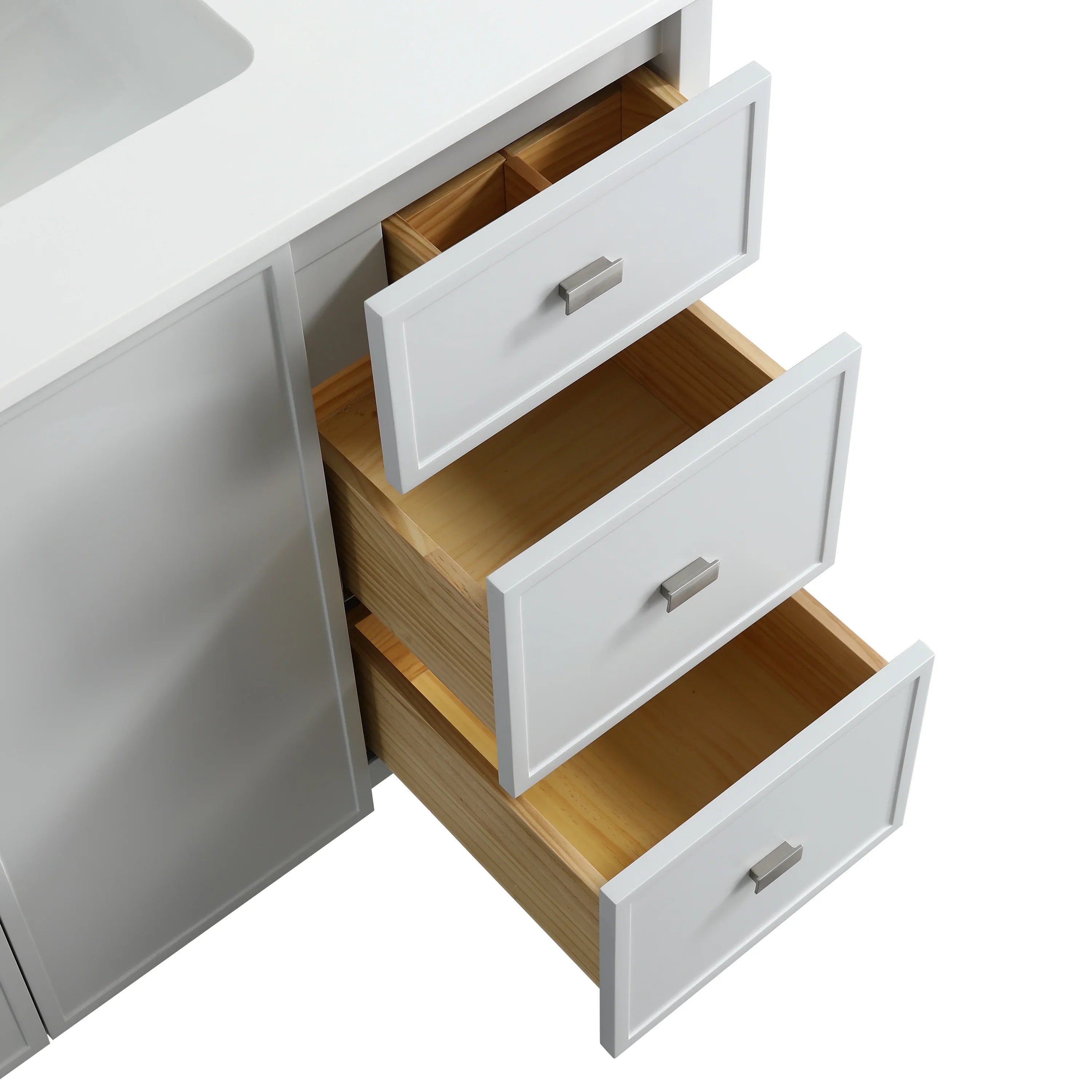 Meuble-Lavabo Autoportant 42po Gris Hampton avec Comptoir Quartz Blanc et Lavabo Simple