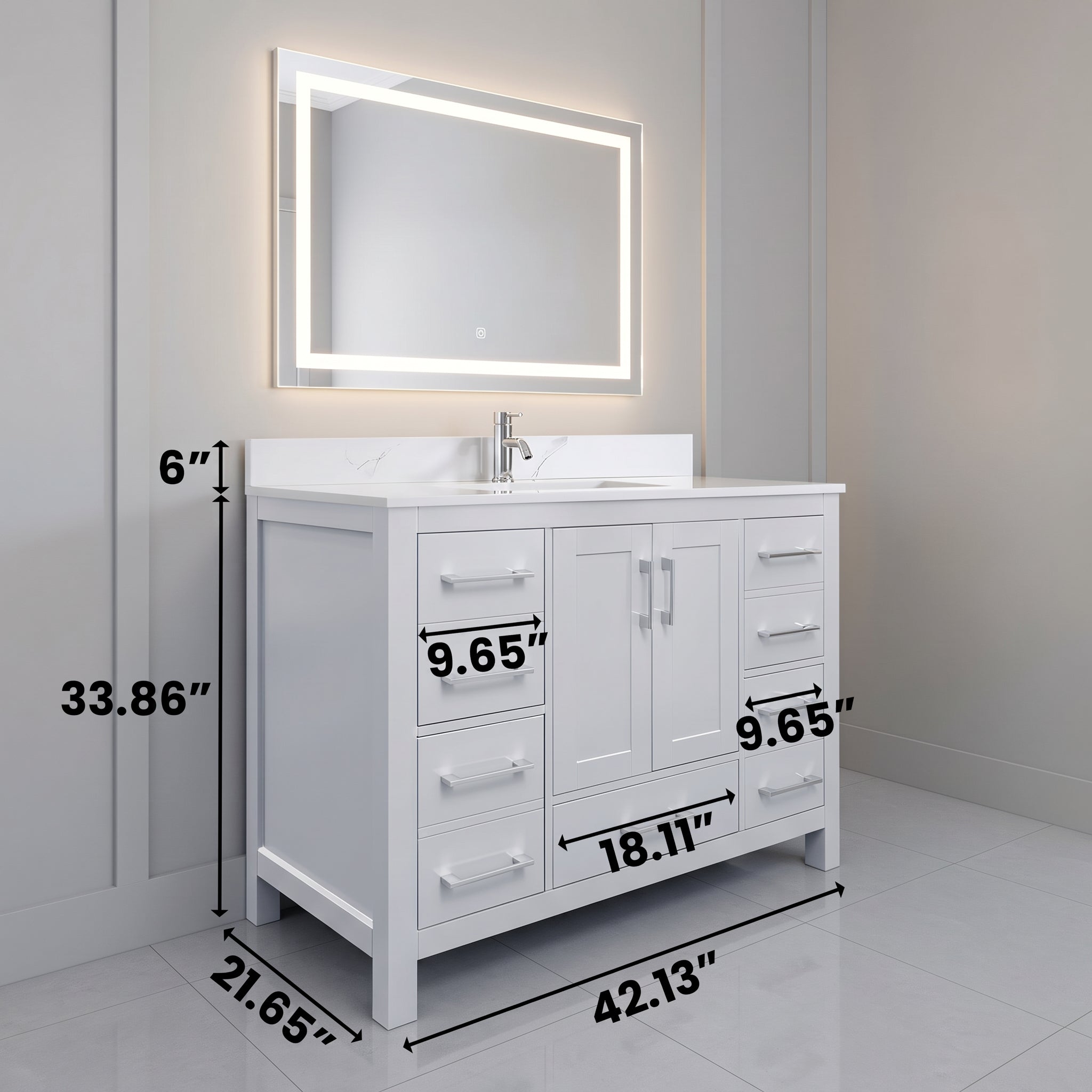 42" Hampton Grey Freestanding Single Sink Bathroom Vanity with Calcutta Marble Countertop