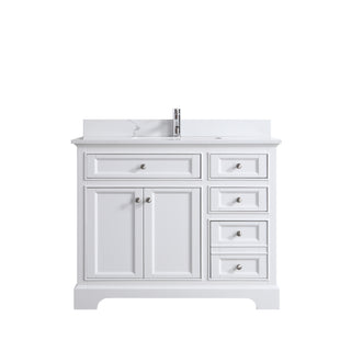 42 White Freestanding Vanity w/Engineered Calcutta marble countertop Milan Collection