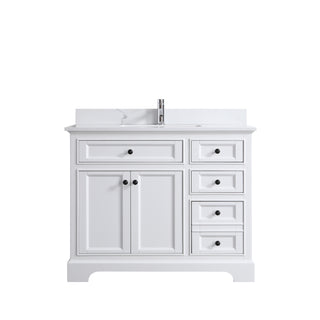 42 White Freestanding Vanity w/Engineered Calcutta marble countertop Milan Collection