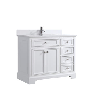 42 White Freestanding Vanity w/Engineered Calcutta marble countertop Milan Collection