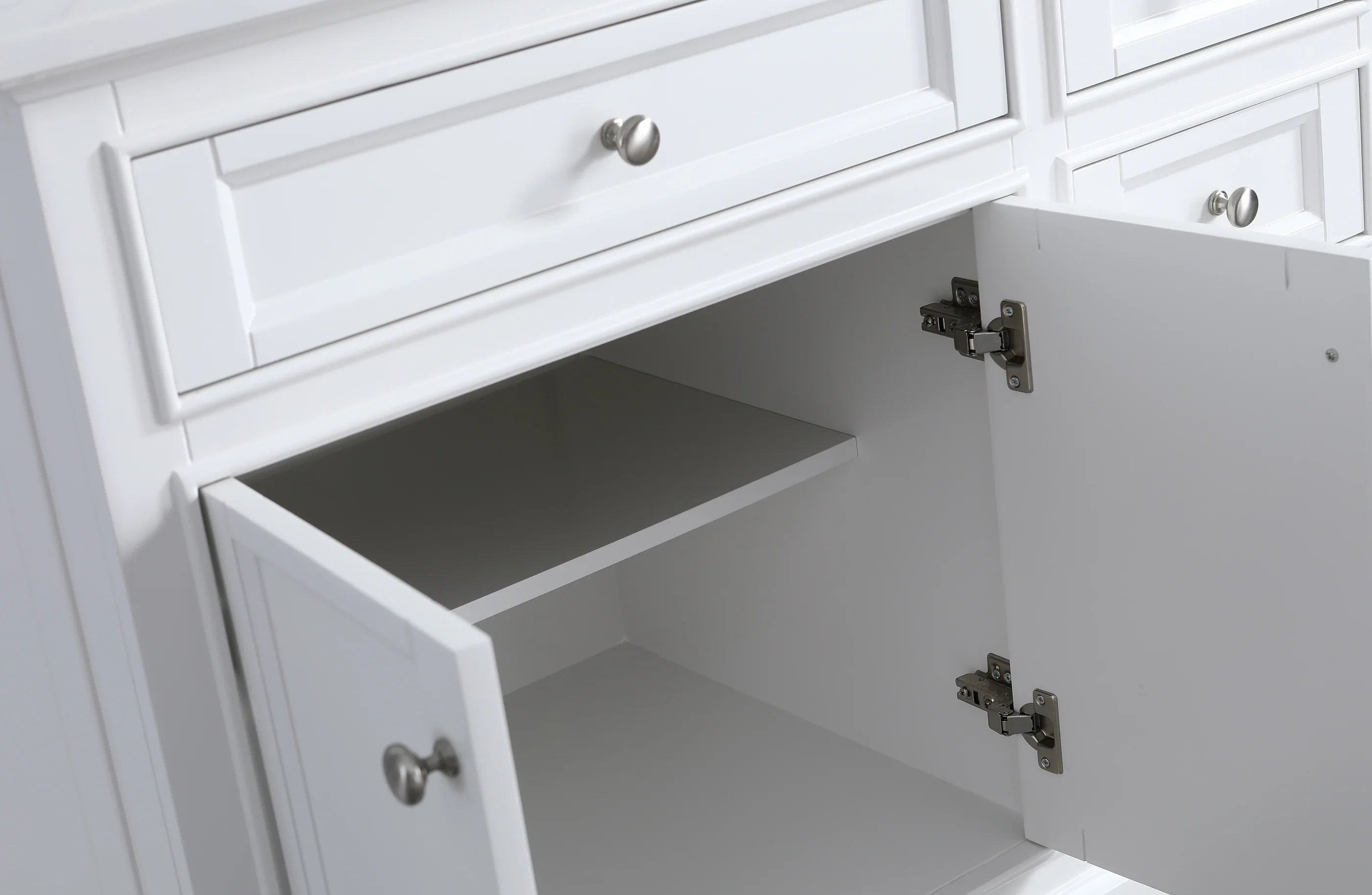 42" White Freestanding Single Sink Bathroom Vanity with Engineered Calcutta Marble Countertop