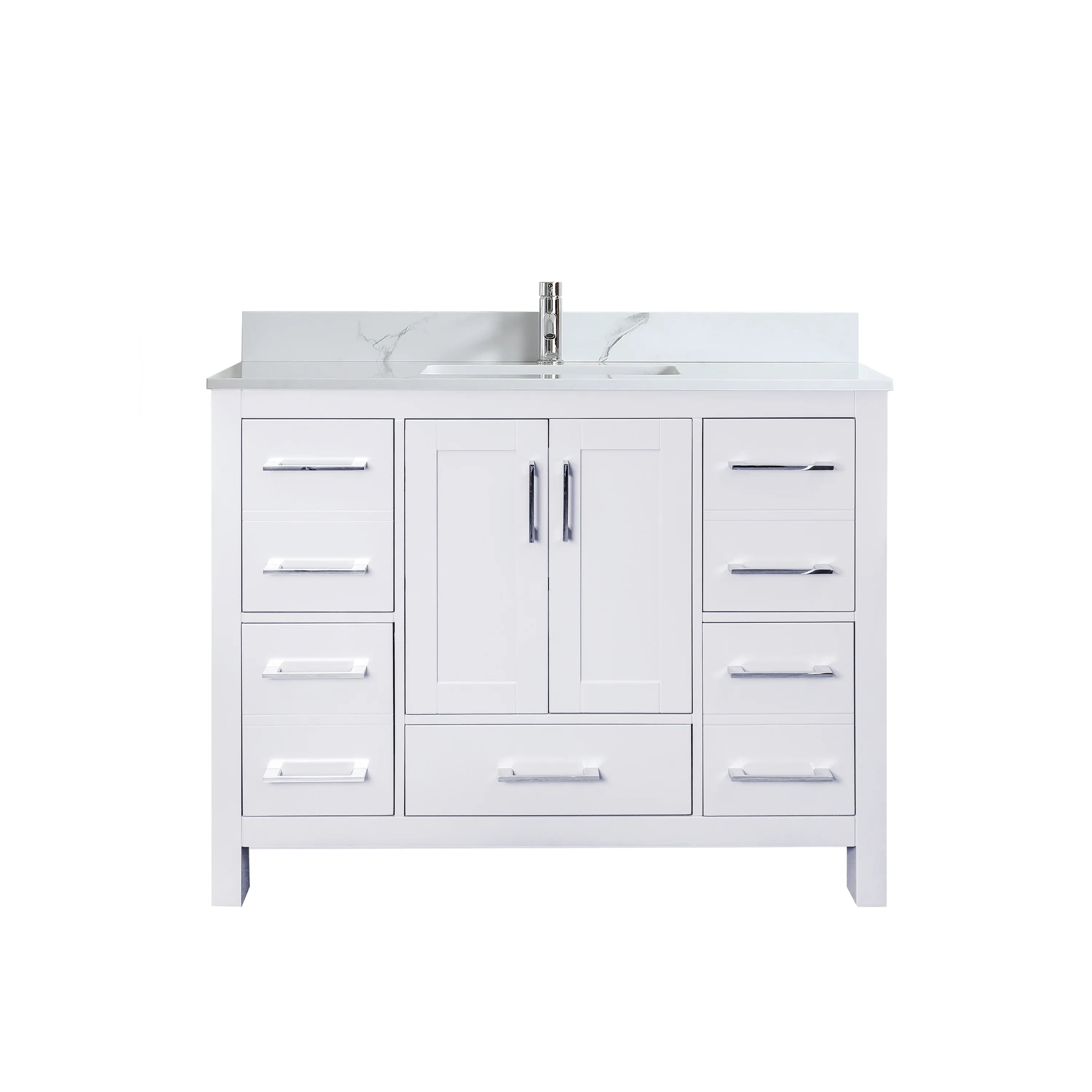 Meuble-lavabo Autoportant 42 po Blanc avec Comptoir de Marbre Ingénierie Calcutta