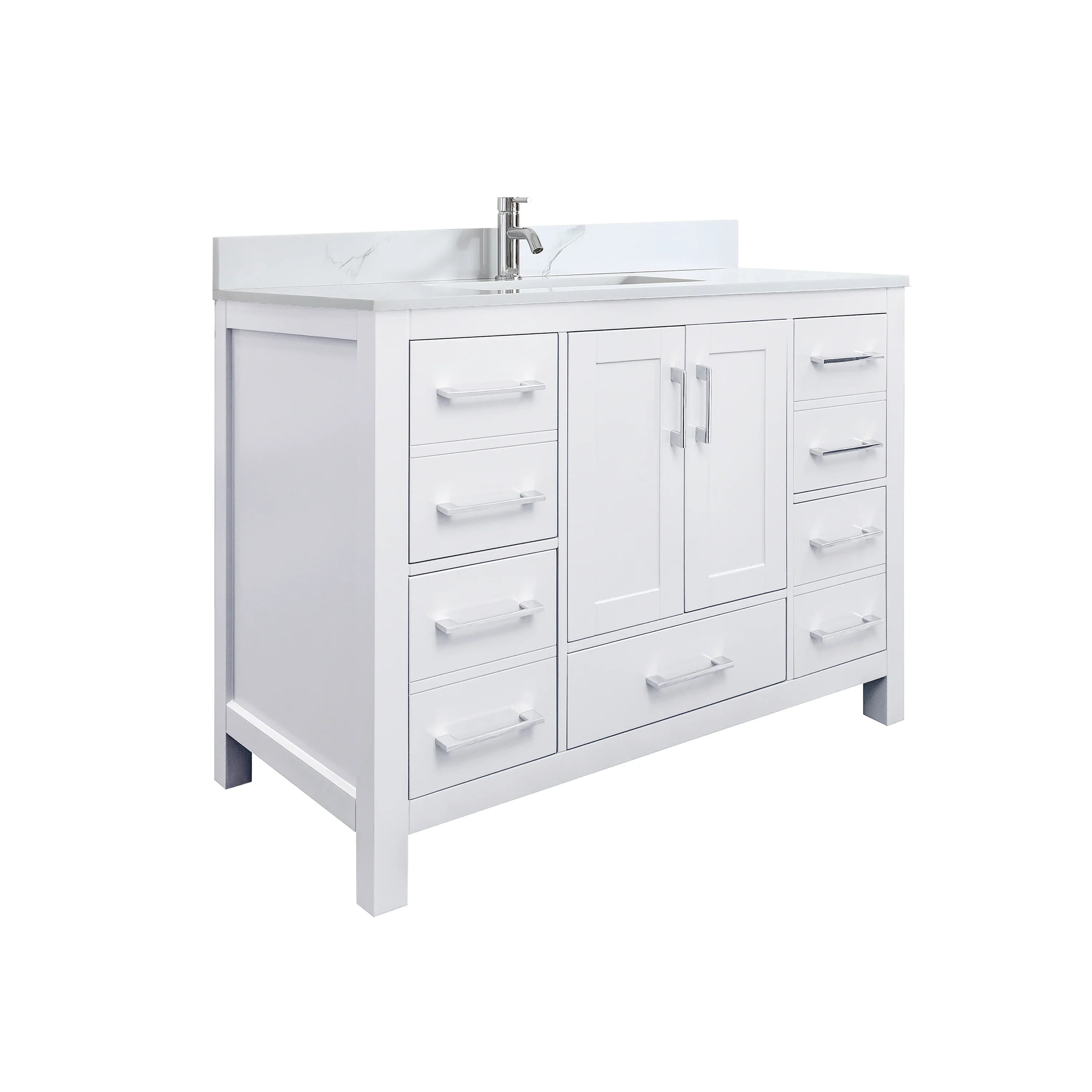 Meuble-lavabo Autoportant 42 po Blanc avec Comptoir de Marbre Ingénierie Calcutta