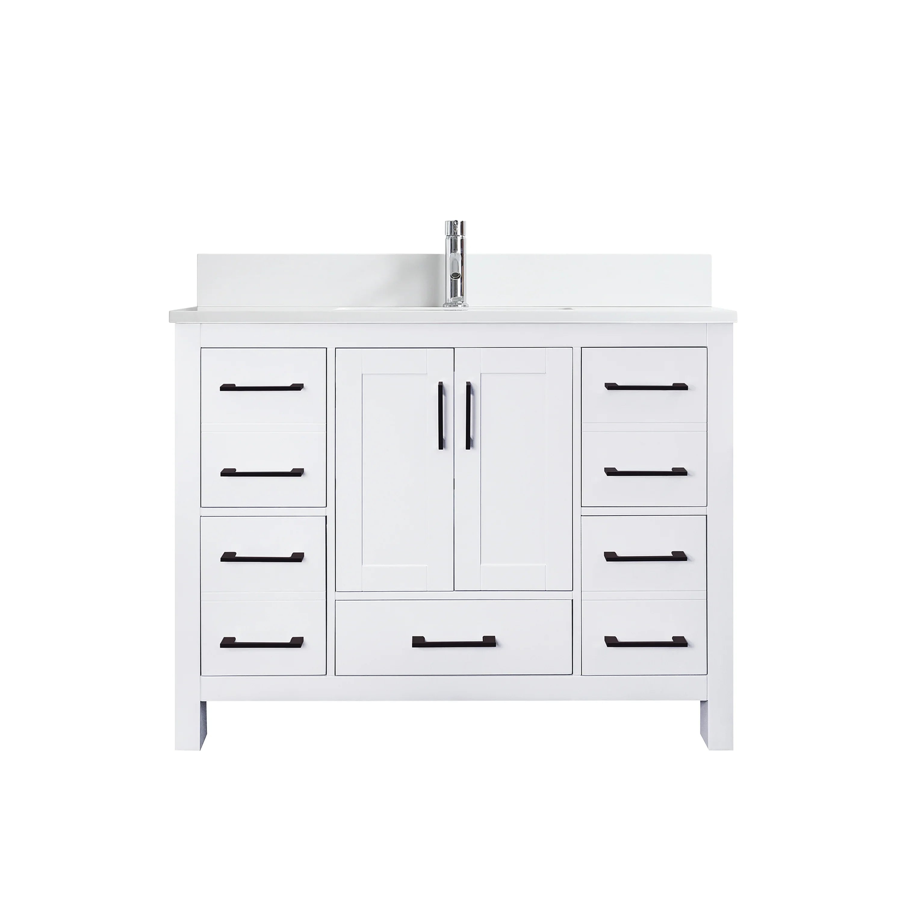 Meuble-lavabo Autoportant 42 po Blanc avec Comptoir de Marbre Ingénierie Calcutta