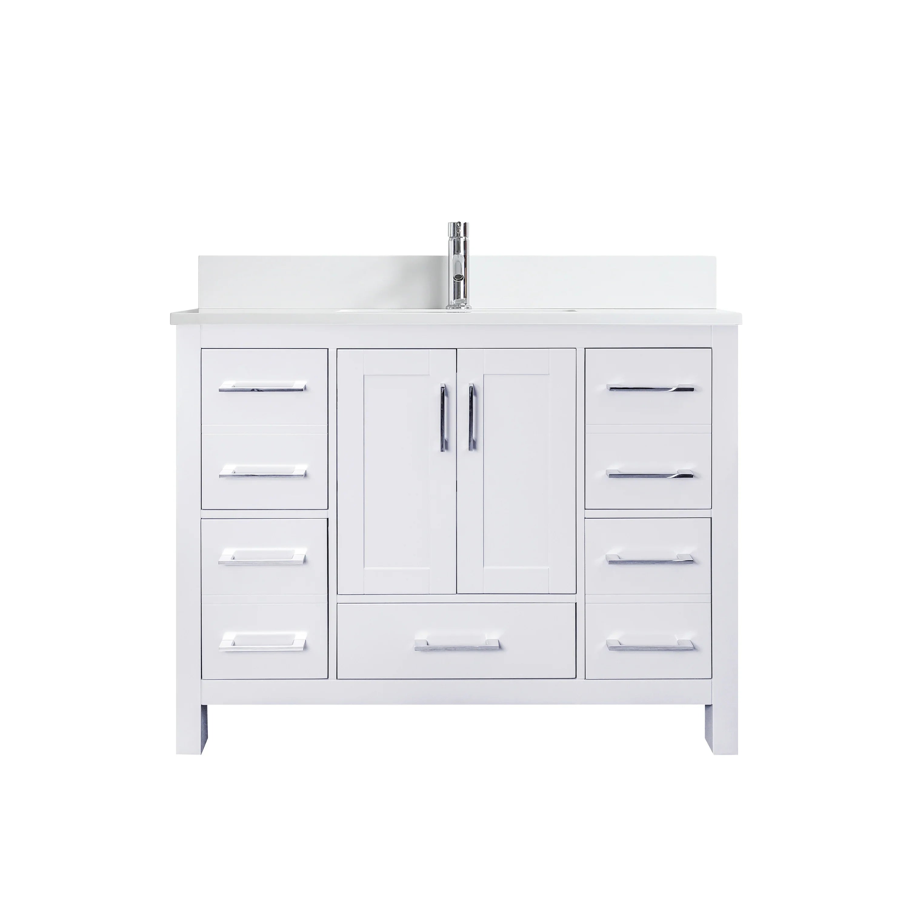 Meuble-lavabo Autoportant 42 po Blanc avec Comptoir de Marbre Ingénierie Calcutta