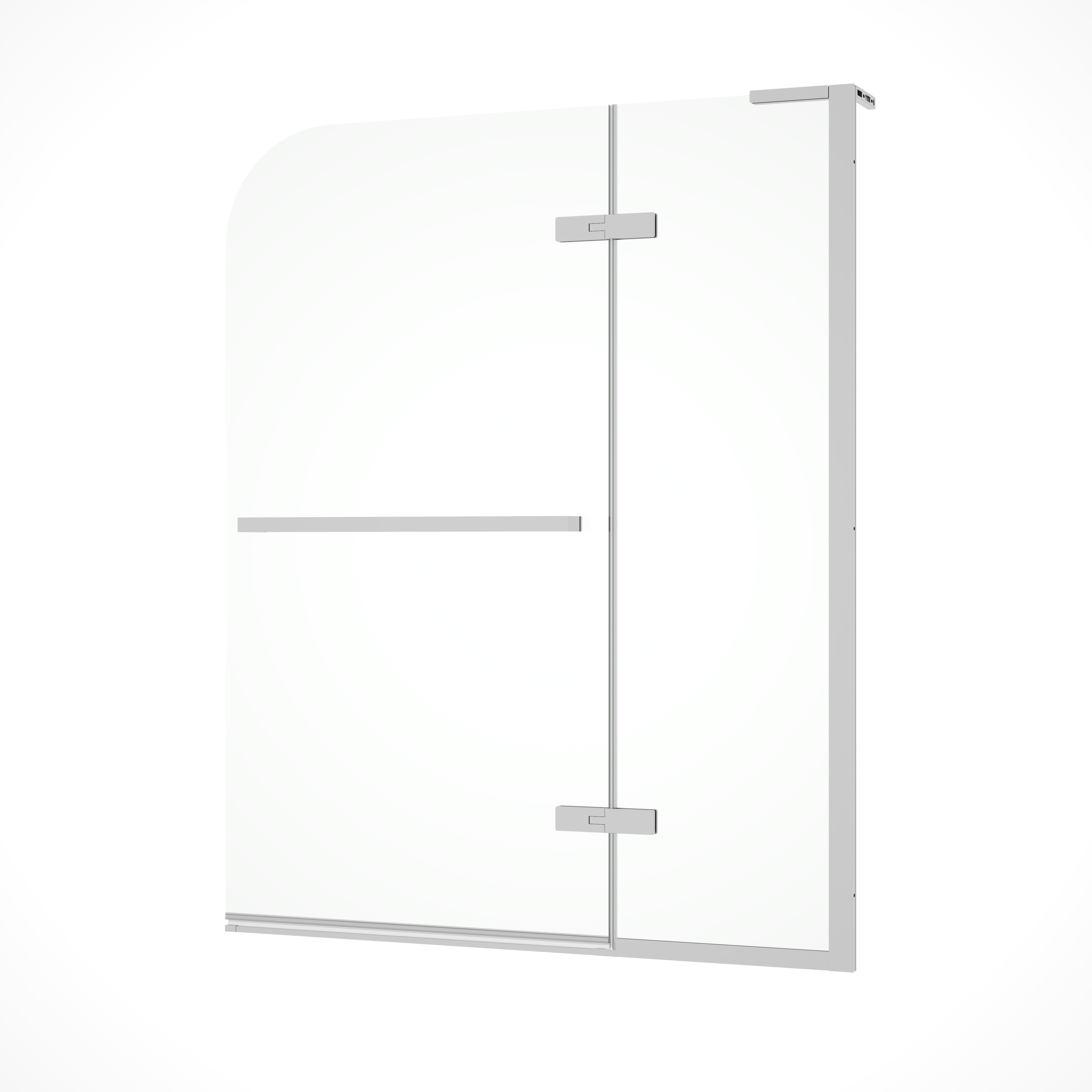 Écran de bain pivotant réversible 45po x 55po en chrome avec verre trempé 8mm