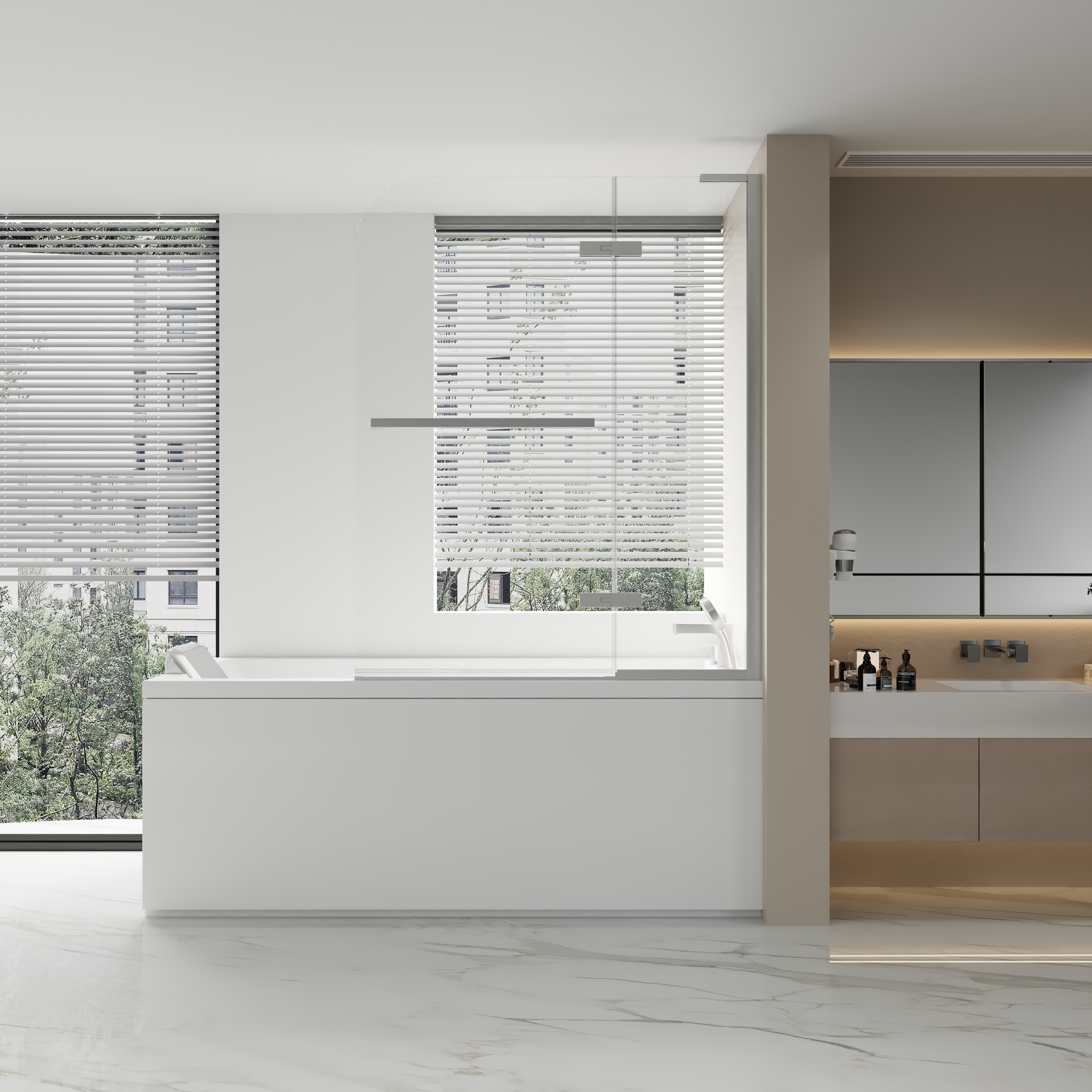 45" x 55" Chrome Reversible Pivot Bathtub Screen with 8mm Clear Tempered Glass