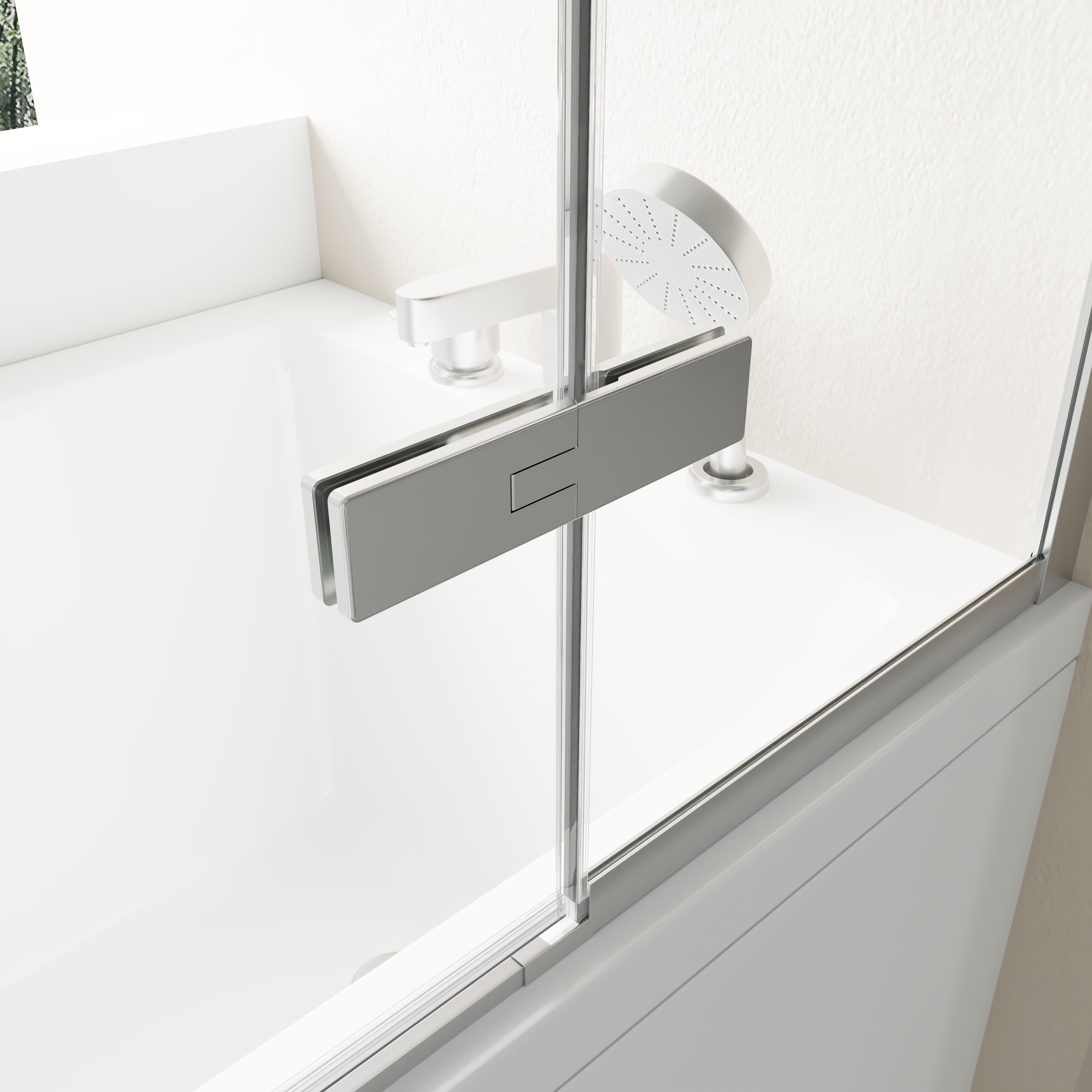 Écran de bain pivotant réversible 45po x 55po en chrome avec verre trempé 8mm