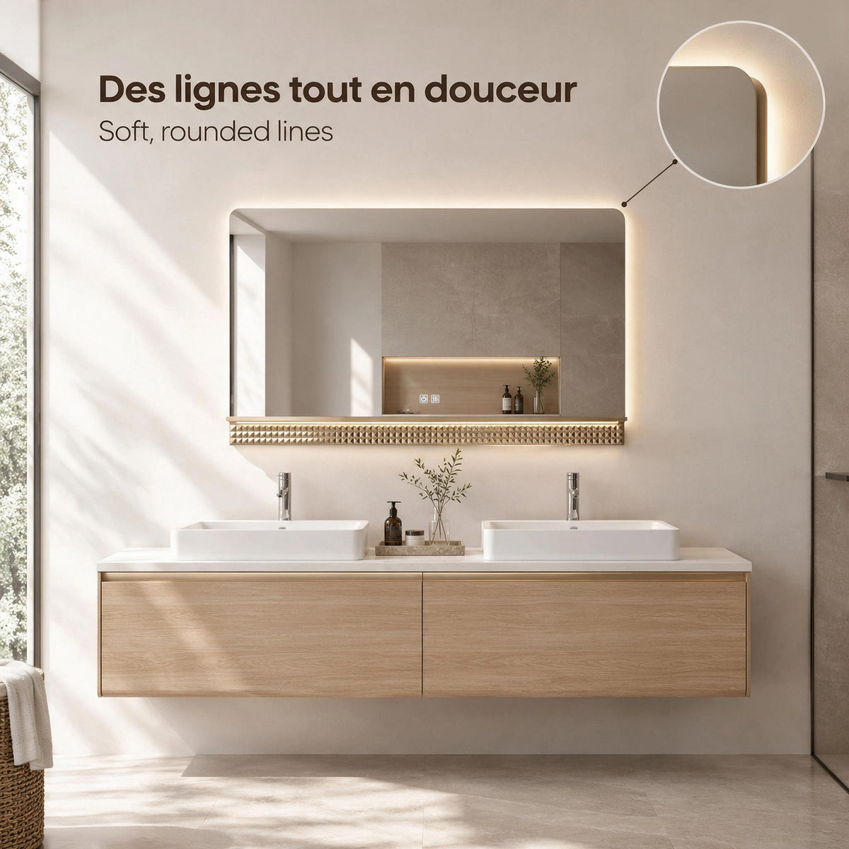 46" Champagne LED Mirror