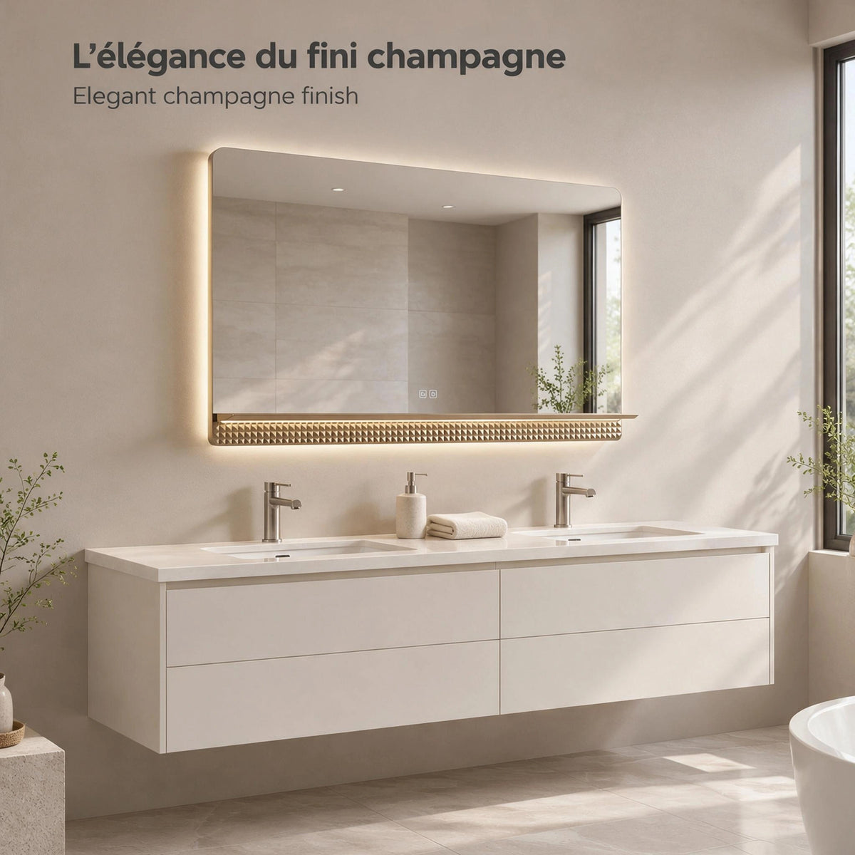 46" Champagne LED Mirror