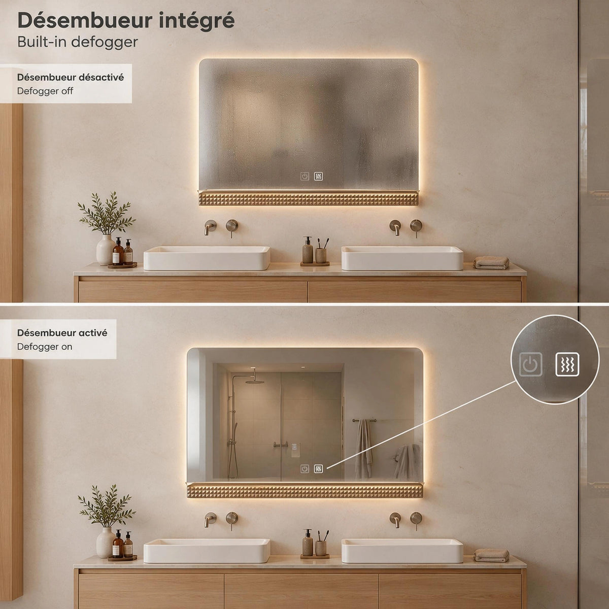 46" Champagne LED Mirror
