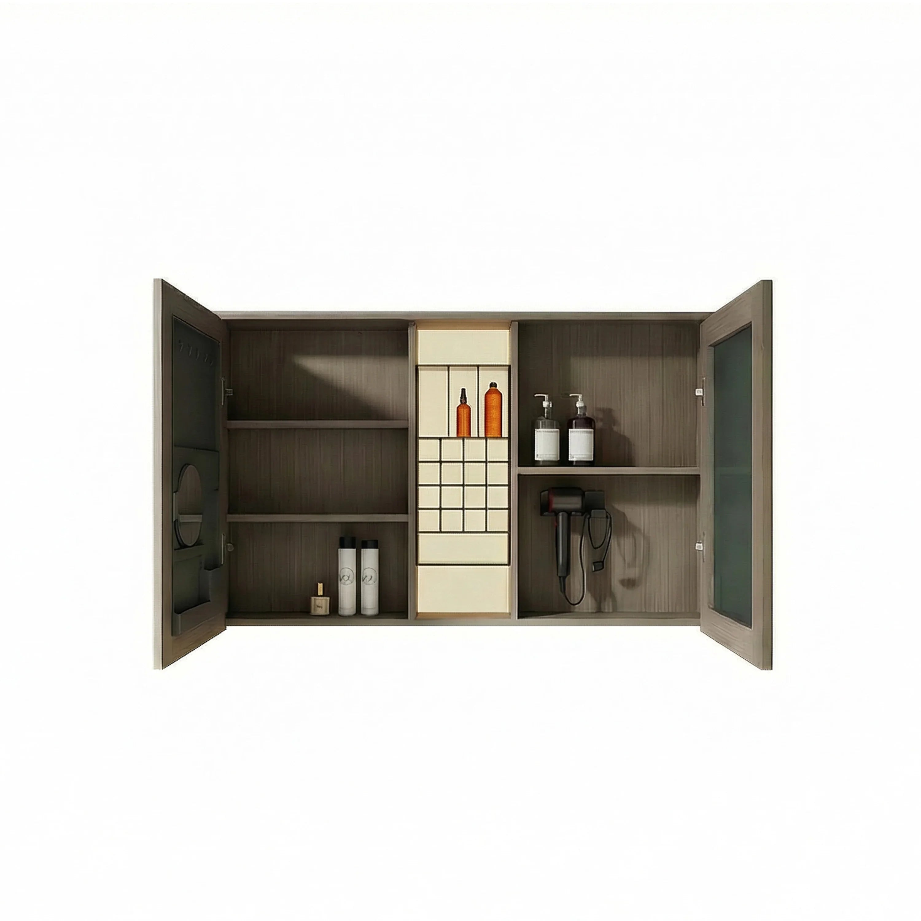 Armoire à Pharmacie DEL Taupe 48po avec Portes à Fermeture Douce