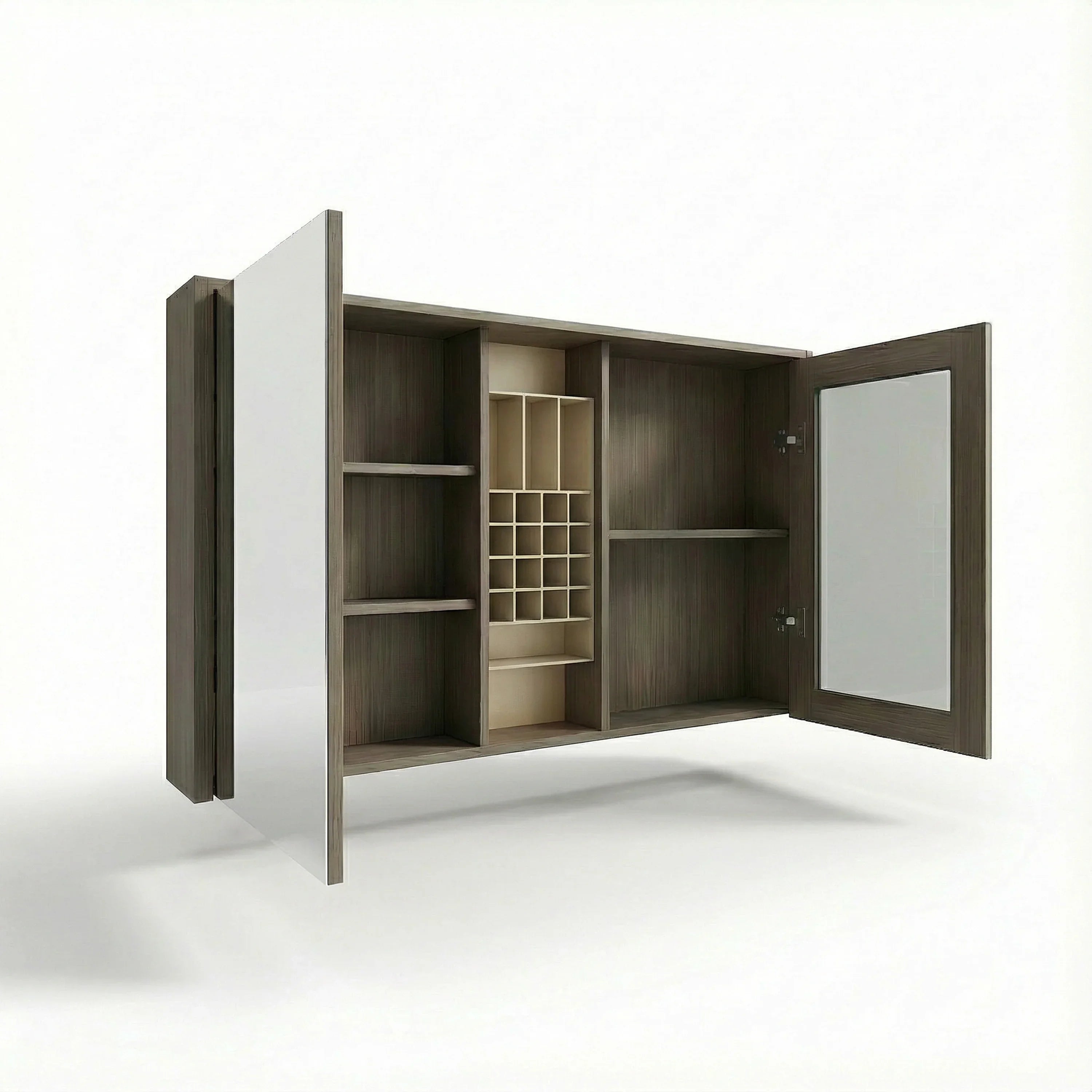 Armoire à Pharmacie DEL Taupe 48po avec Portes à Fermeture Douce