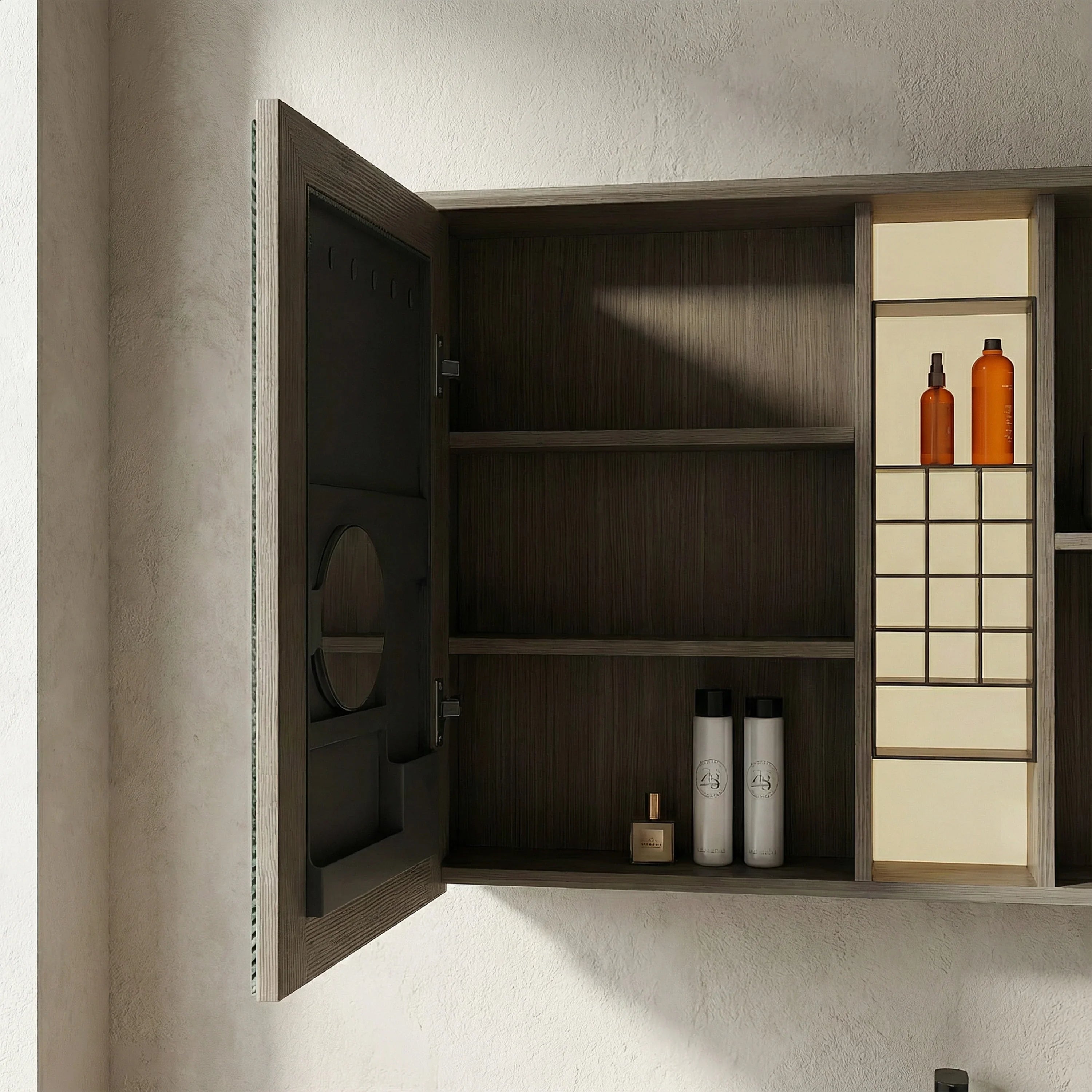 Armoire à Pharmacie DEL Taupe 48po avec Portes à Fermeture Douce