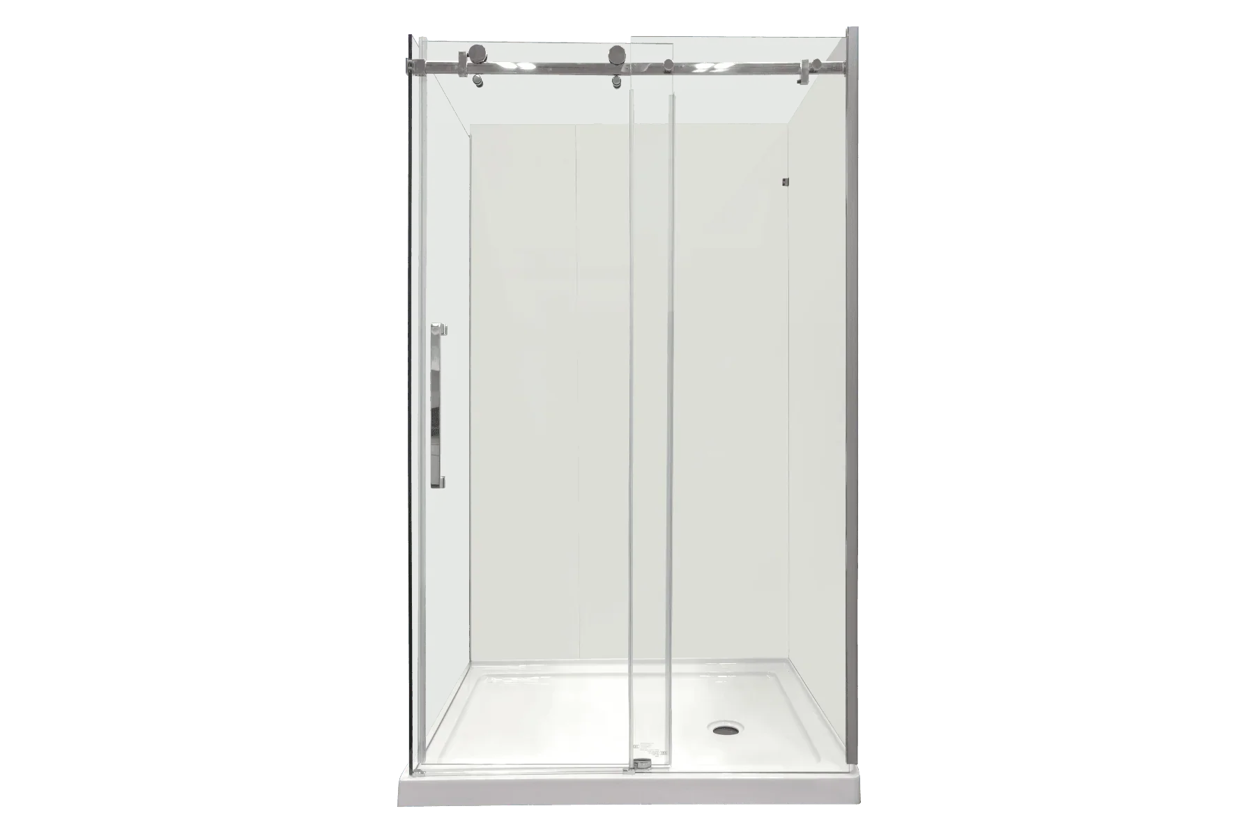 48"W x 36"D x 75"H x 10mm Reversible Sliding Shower Door Square design, Hardware in Chrome with 36" Side Panel - Golden Elite Deco
