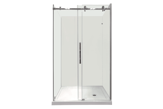 48"W x 36"D x 75"H x 10mm Reversible Sliding Shower Door Square design, Hardware in Chrome with 36" Side Panel - Golden Elite Deco