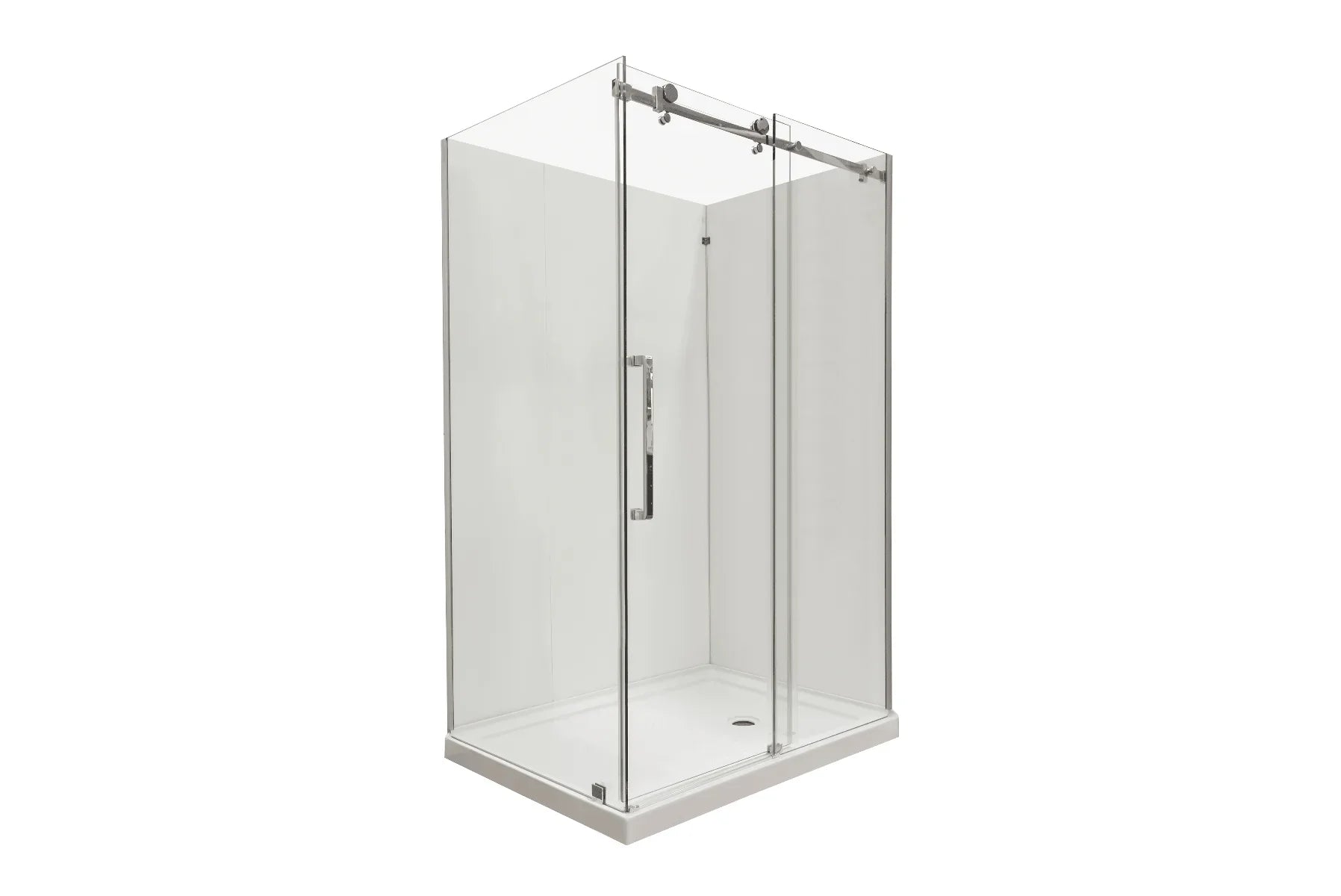 48"W x 36"D x 75"H x 10mm Reversible Sliding Shower Door Square design, Hardware in Chrome with 36" Side Panel - Golden Elite Deco