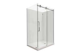 48"W x 36"D x 75"H x 10mm Reversible Sliding Shower Door Square design, Hardware in Chrome with 36" Side Panel - Golden Elite Deco