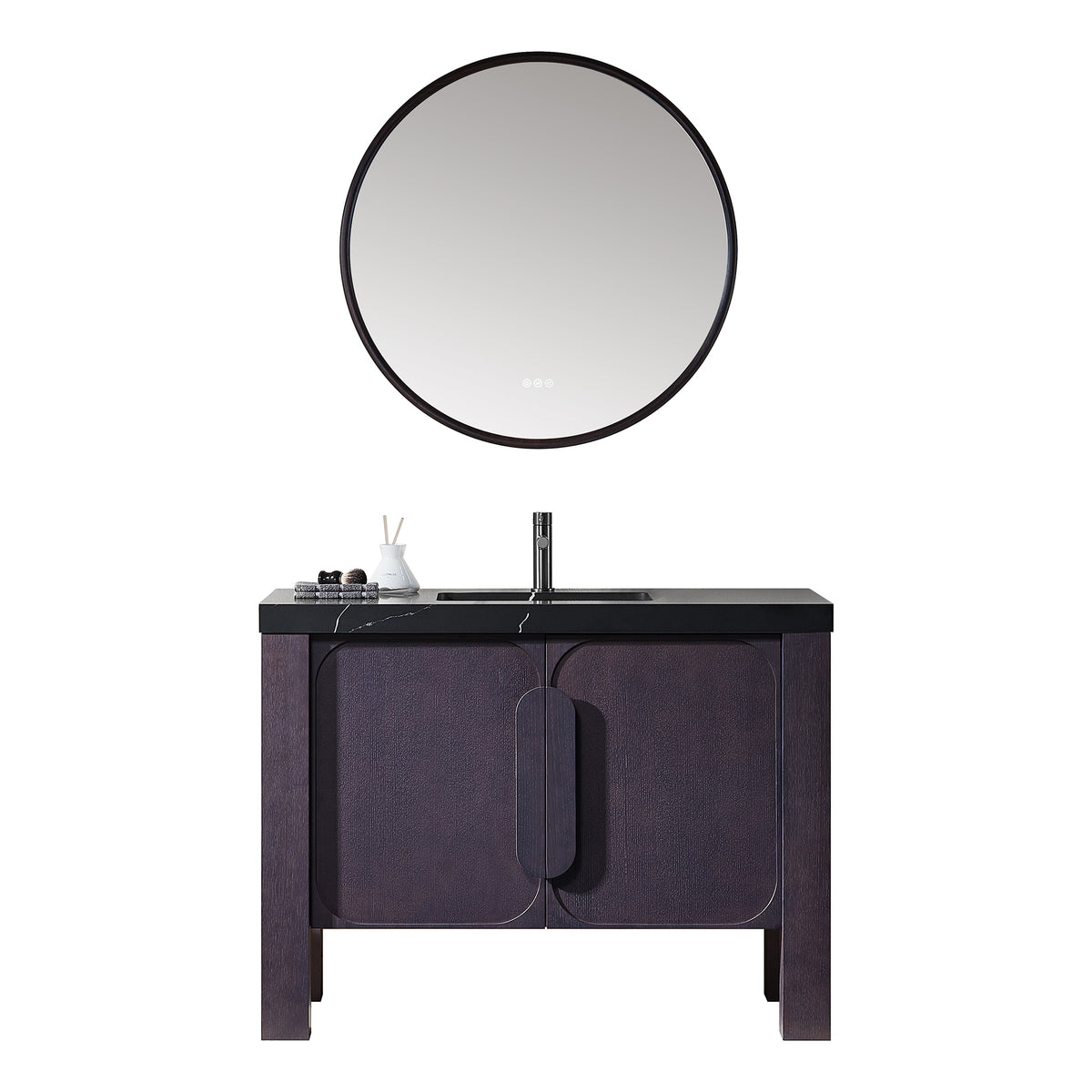 48" Espresso Oak Freestanding Bathroom Vanity with Black Marquina Quartz Countertop
