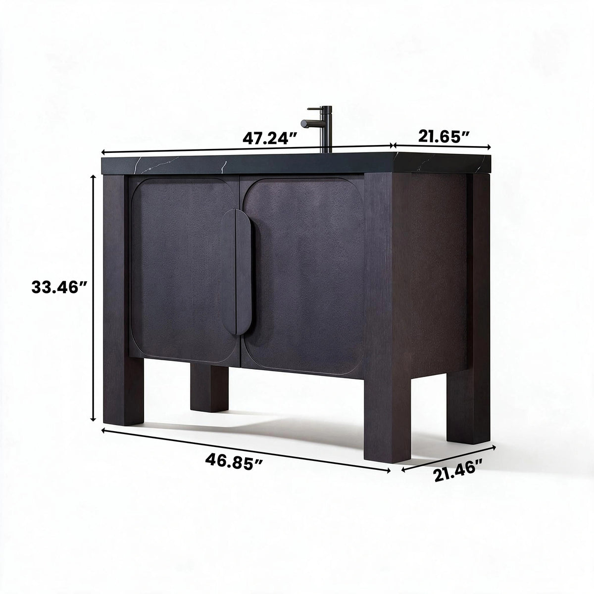 48" Espresso Oak Freestanding Bathroom Vanity with Black Marquina Quartz Countertop