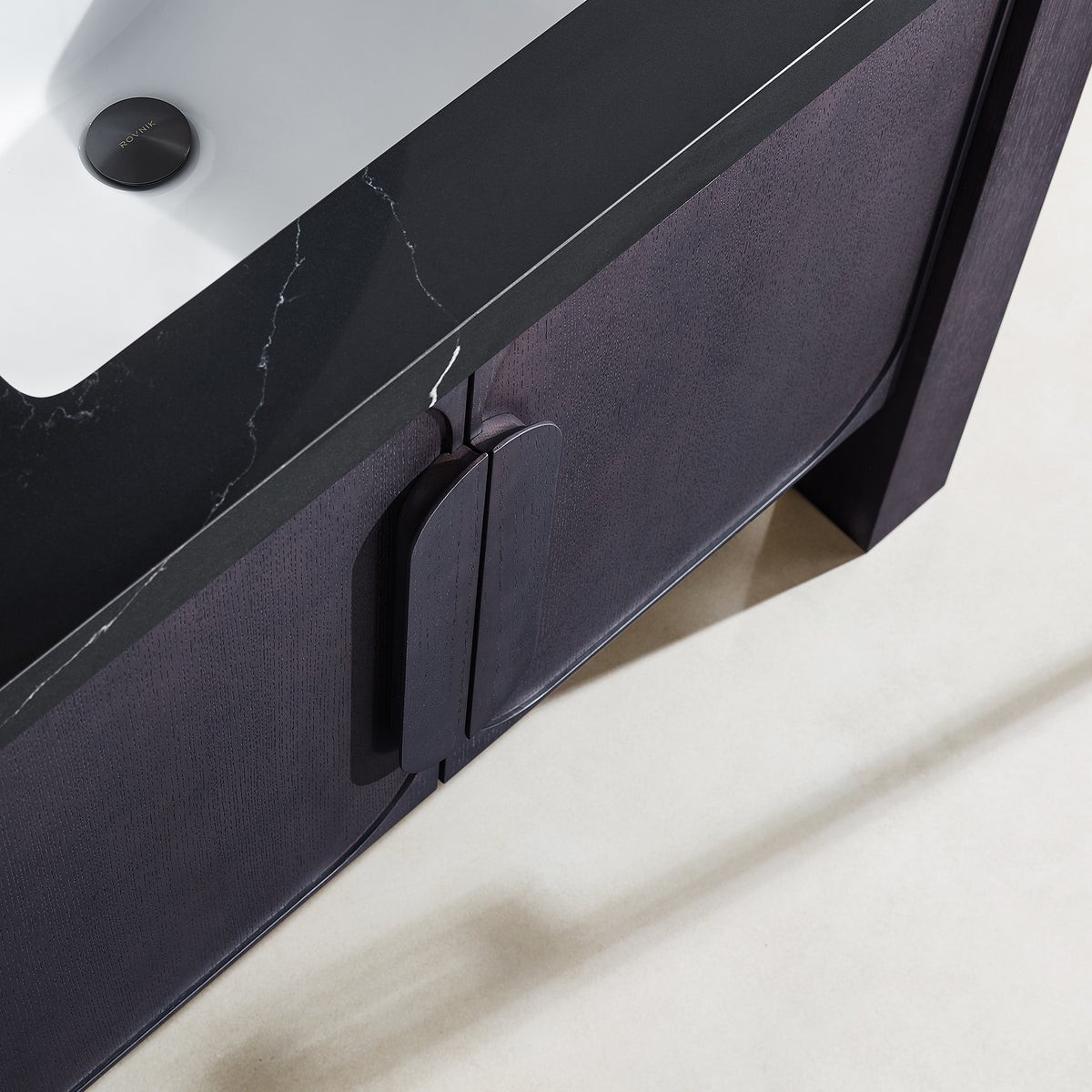 48" Espresso Oak Freestanding Bathroom Vanity with Black Marquina Quartz Countertop