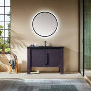 48" Espresso Oak Freestanding Bathroom Vanity with Black Marquina Quartz Countertop