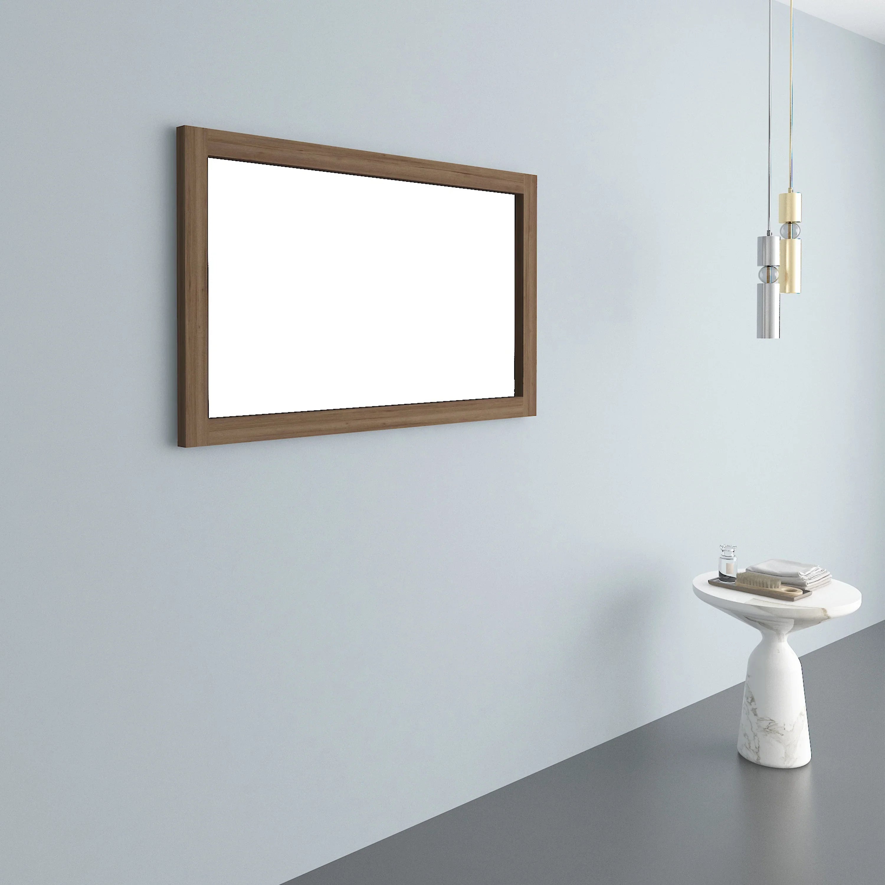Miroir Rectangulaire Encadré Chêne Givré 48po pour Salle de Bain