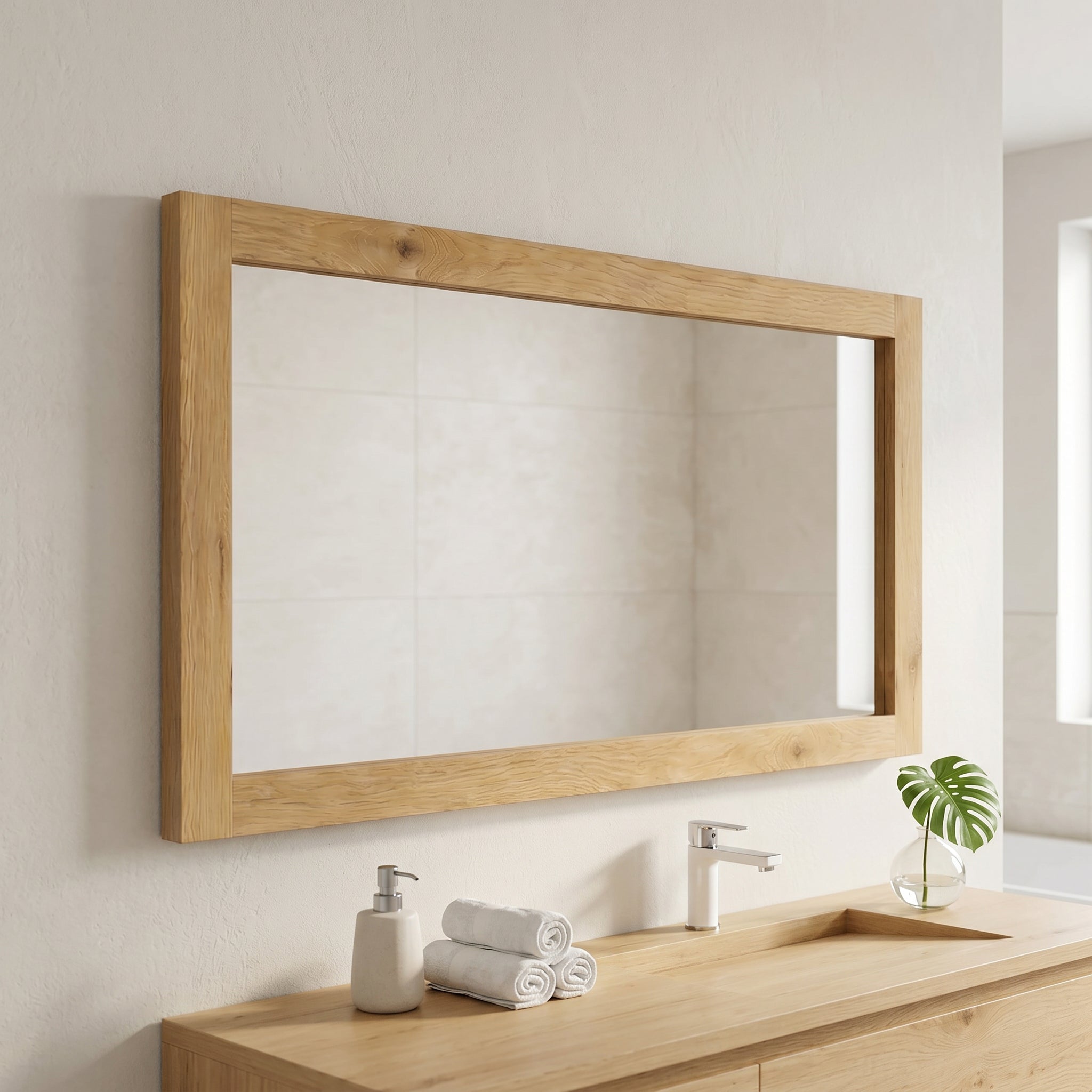 48" Frosted Oak Rectangular Framed Bathroom Mirror