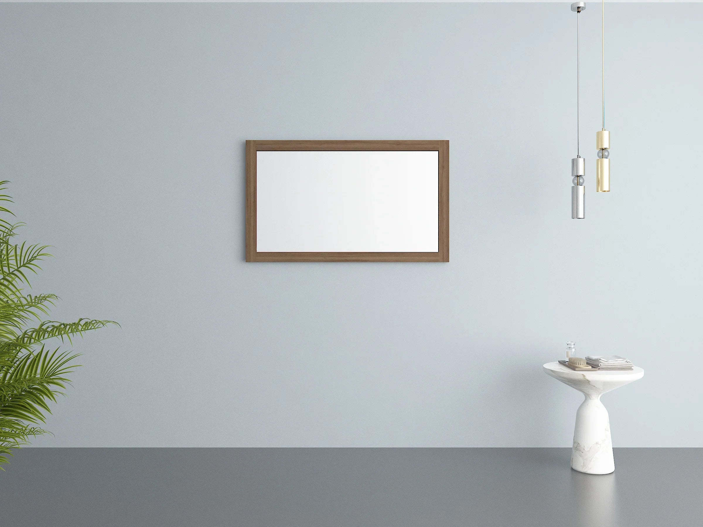 Miroir Rectangulaire Encadré Chêne Givré 48po pour Salle de Bain
