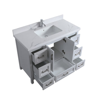 Meuble-lavabo sur pied Hampton Grey 48 po avec lavabo simple et comptoir en quartz Calcutta de 4 cm, collection Nevada