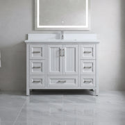 48" Hampton Grey Freestanding Single Sink Bathroom Vanity with Engineered White Marble Countertop
