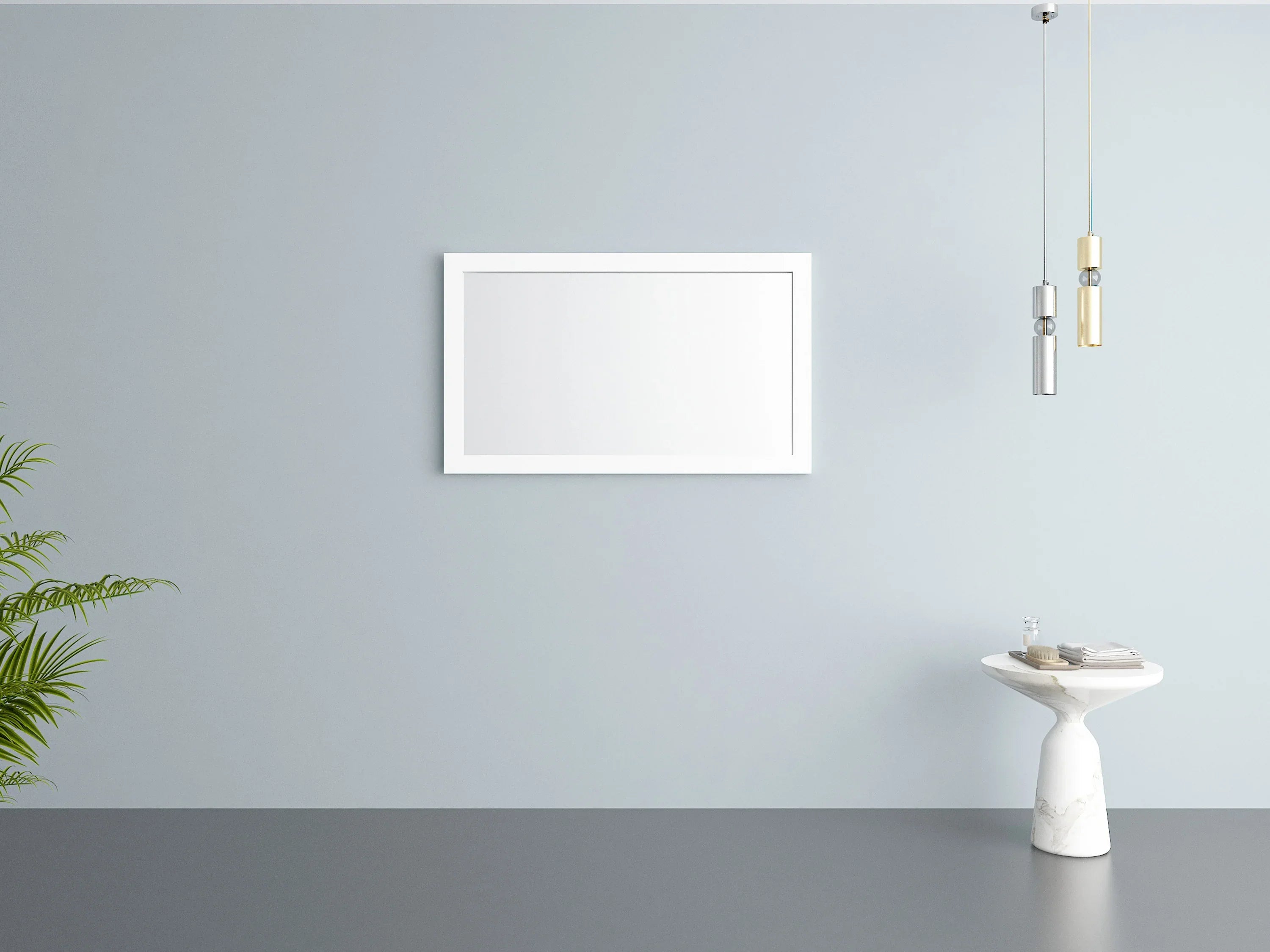 Miroir de salle de bain rectangulaire encadré blanc mat 48po