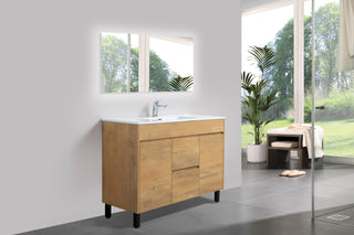 48" Frosted Oak Freestanding Bathroom Vanity with White Ceramic Countertop