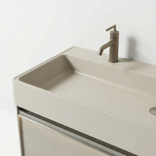 Meuble-lavabo mural taupe de 48 po avec comptoir intégré en surface solide nano taupe clair et Pop-up