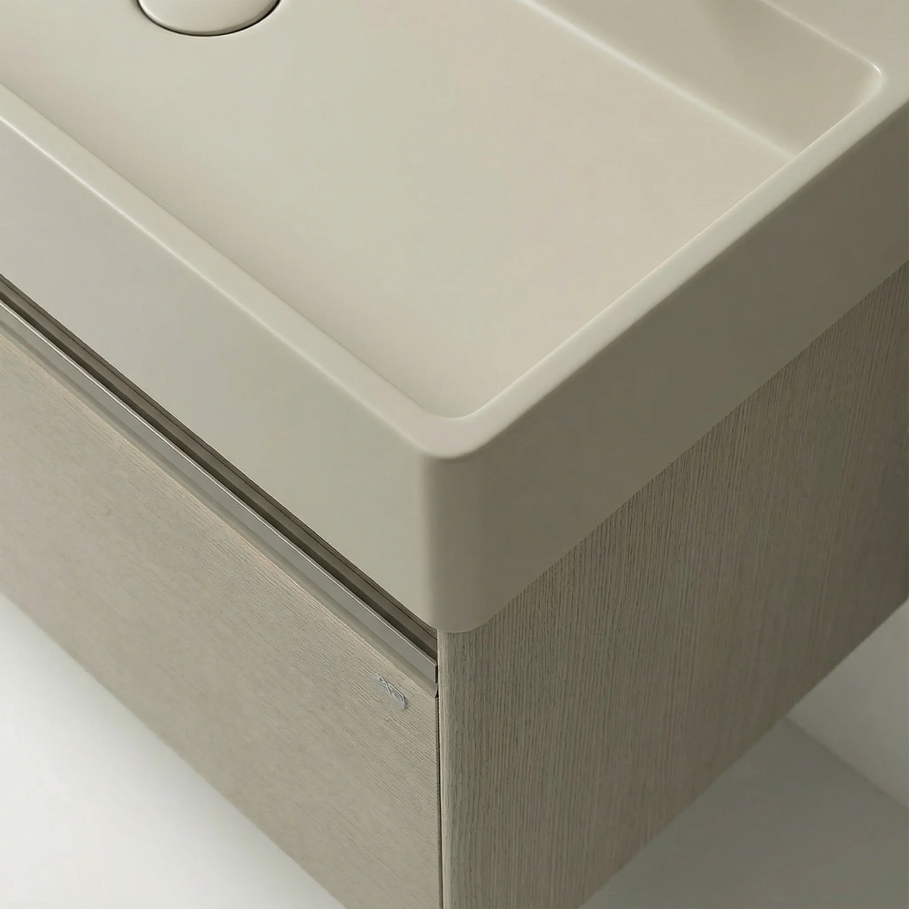 48" Taupe Wall Mount Vanity with Light Taupe Nano Solid Surface Integrated Countertop with Pop-up