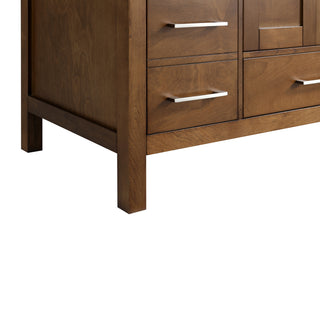 Meuble-lavabo autoportant en noyer de 48 po avec comptoir en marbre reconstitué de Calacatta